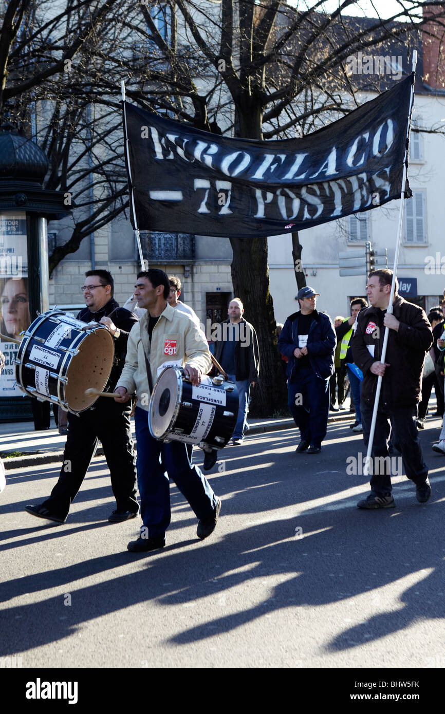 Des manifestants lors d'une fonction publique à Dijon, France Banque D'Images