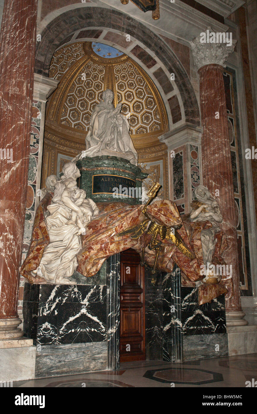 Tombeau du pape Alexandre VII dans la basilique Saint Pierre Banque D'Images