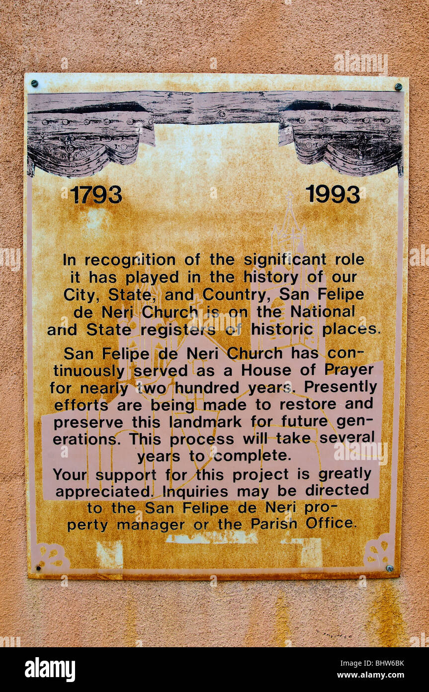 Centre historique de l'église San Felipe de Neri Vieille Ville Albuquerque, Nouveau Mexique. Banque D'Images