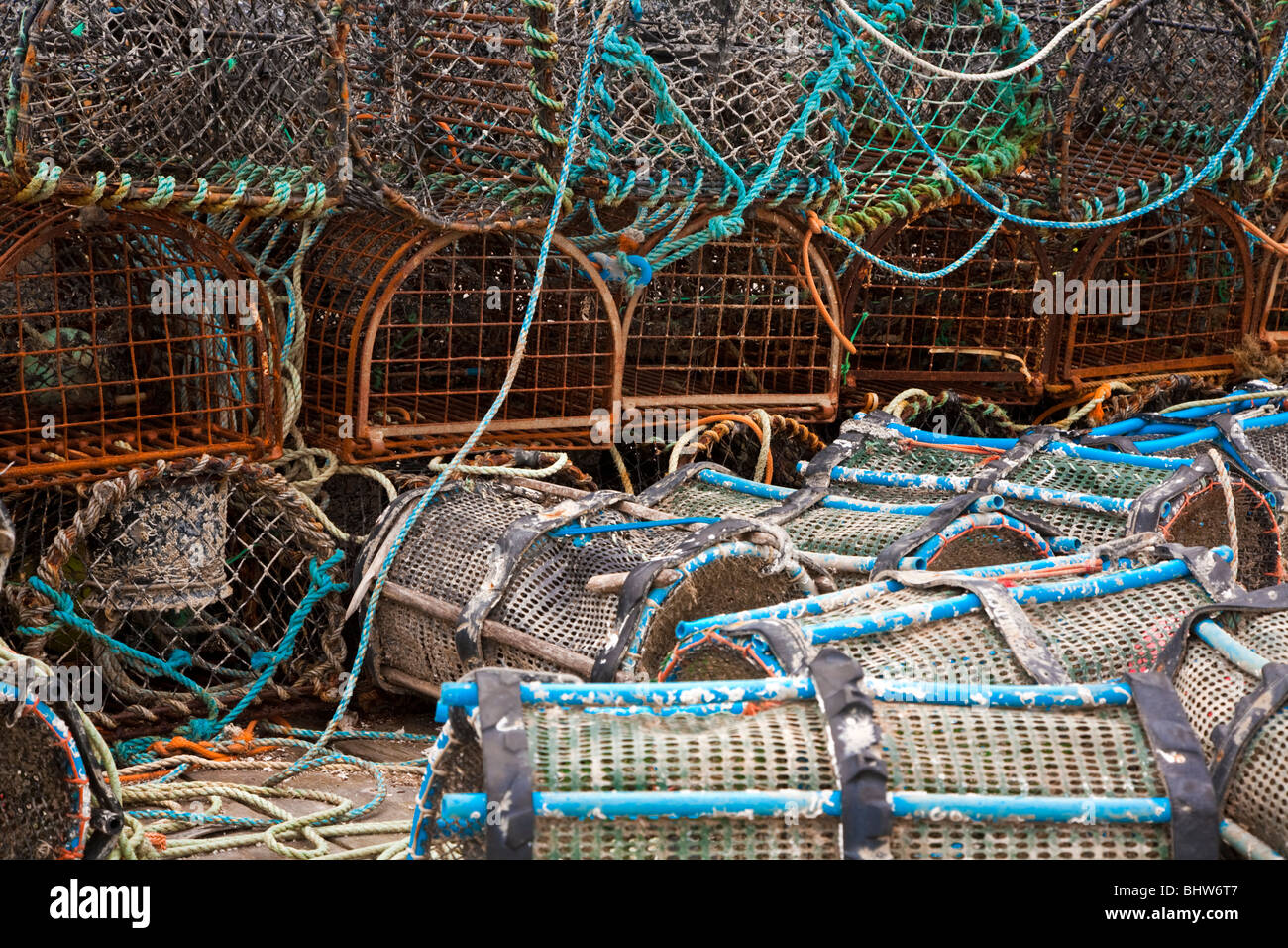 Les casiers de pêche Aberdovey, au nord du Pays de Galles Banque D'Images