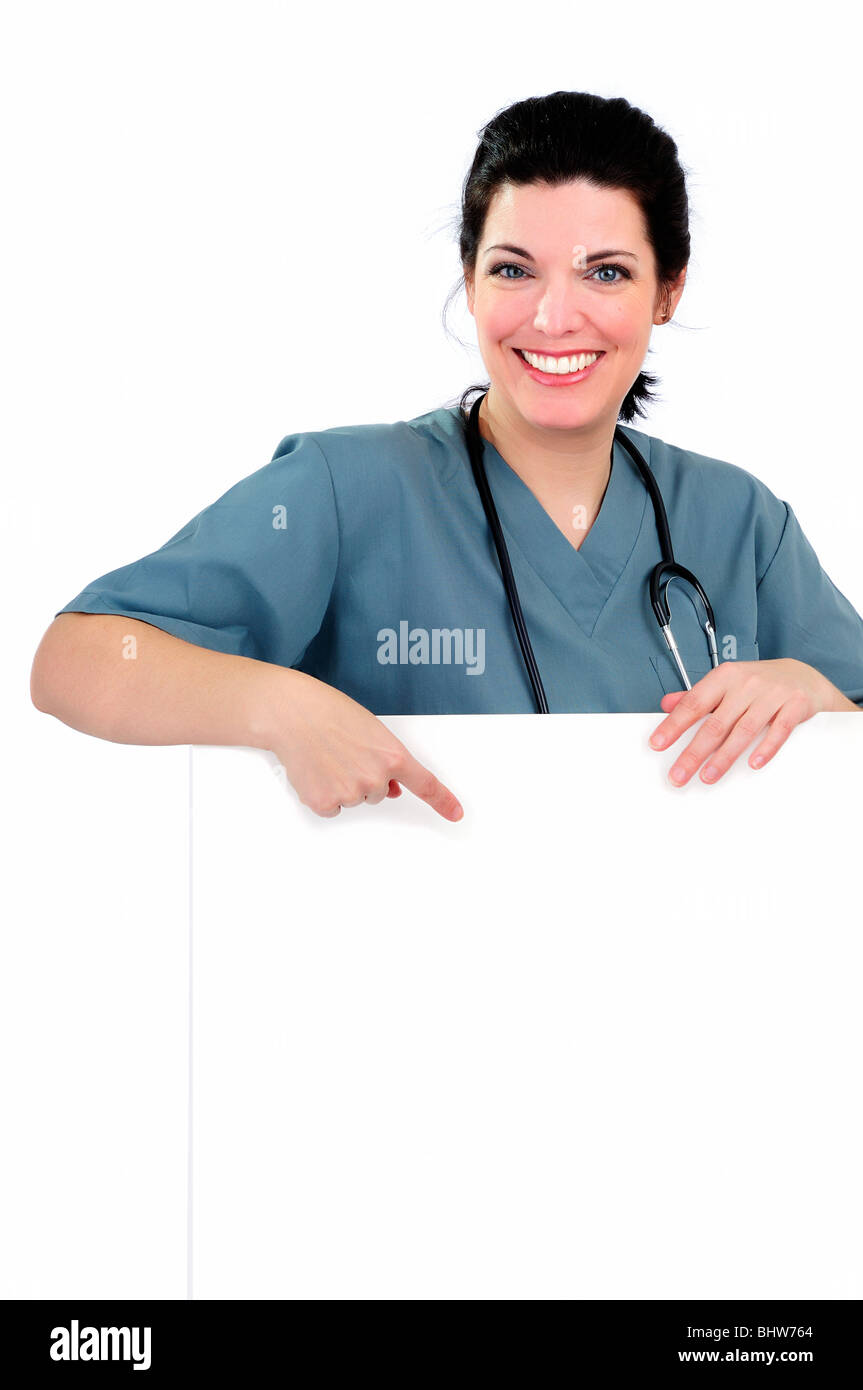 Nurse Wearing Scrubs vert Banque D'Images