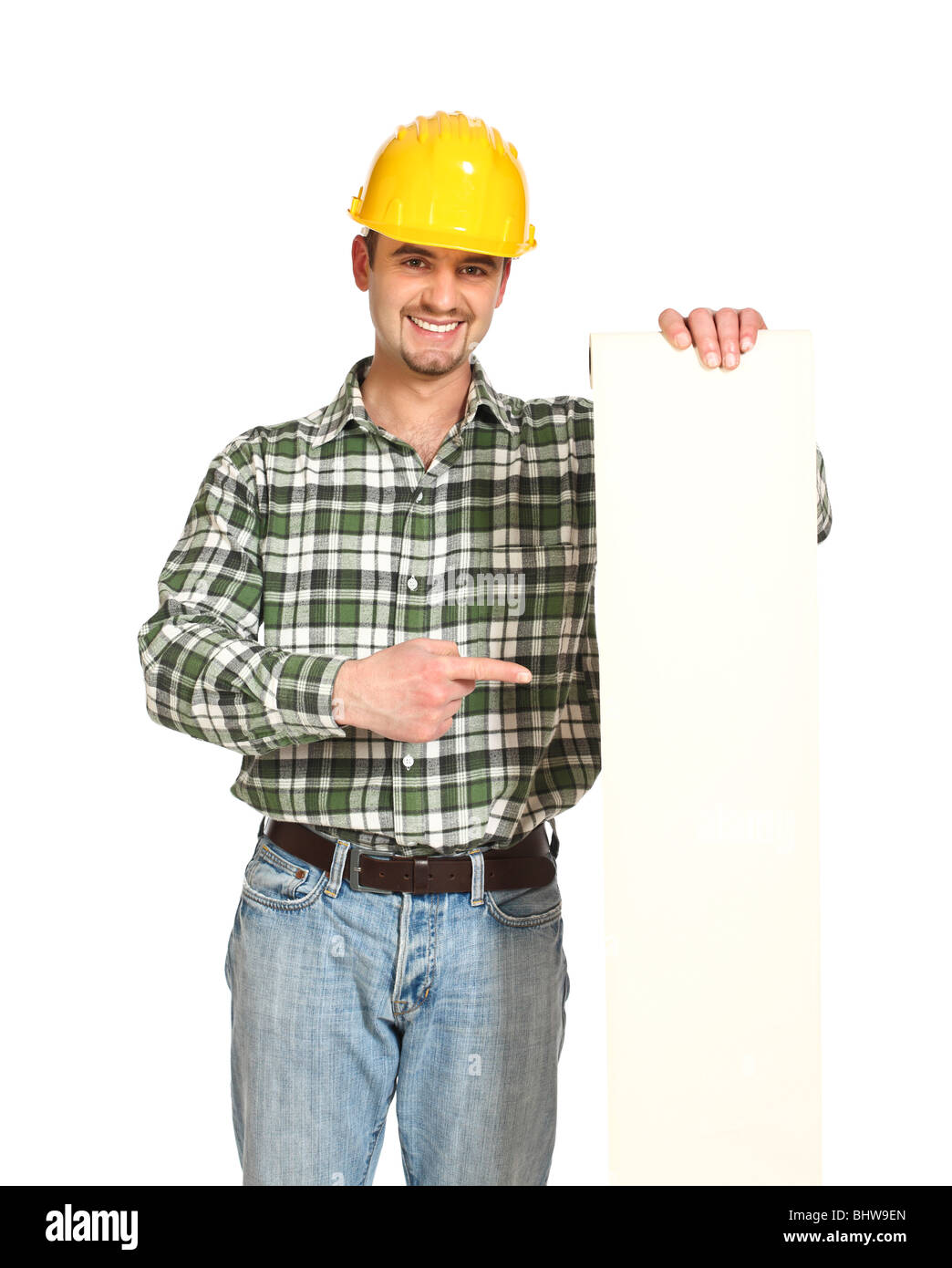 Les jeunes travailleurs manuels afficher liste blanche Banque D'Images