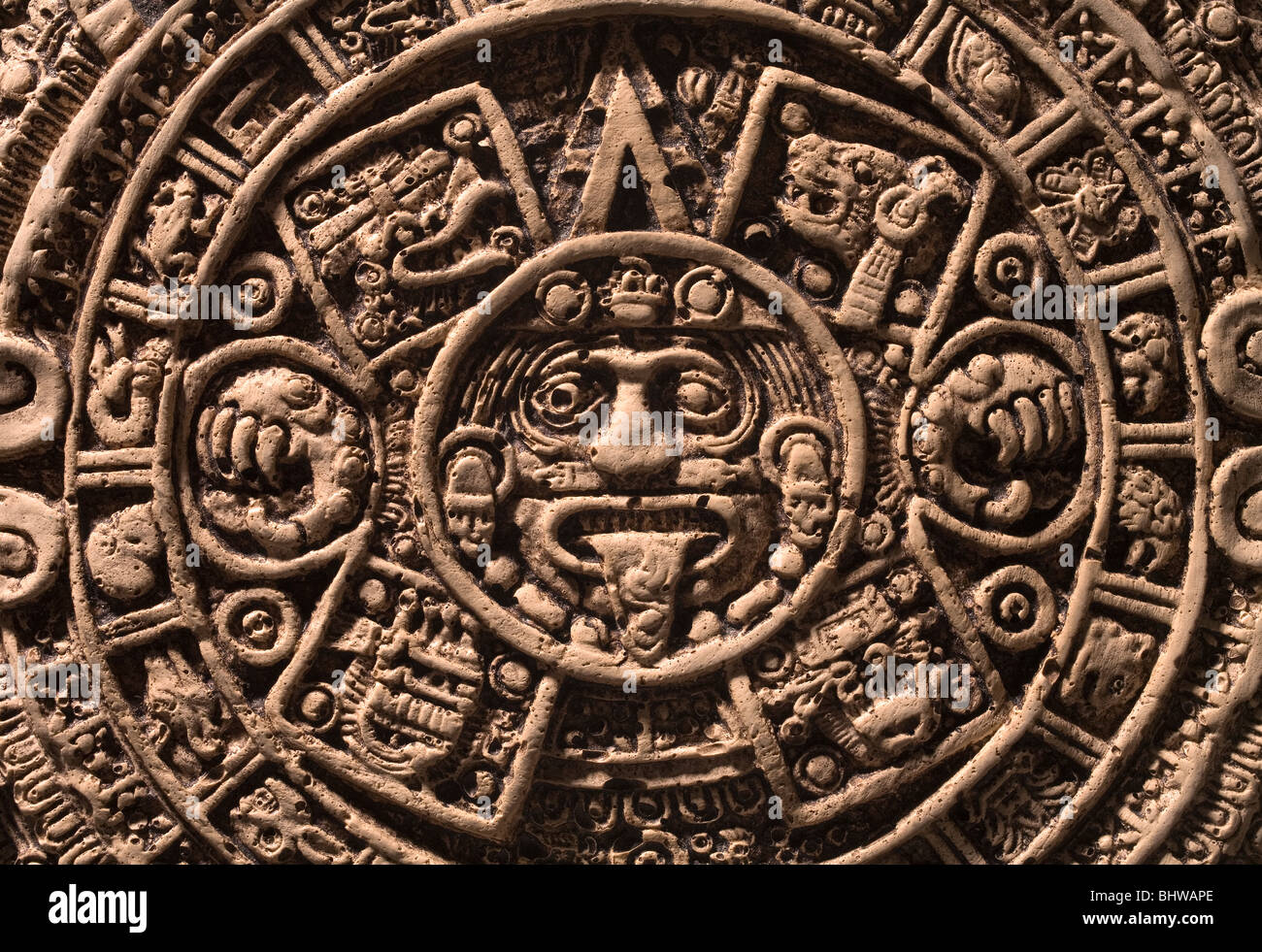 Détail du calendrier aztèque mexicas Banque D'Images