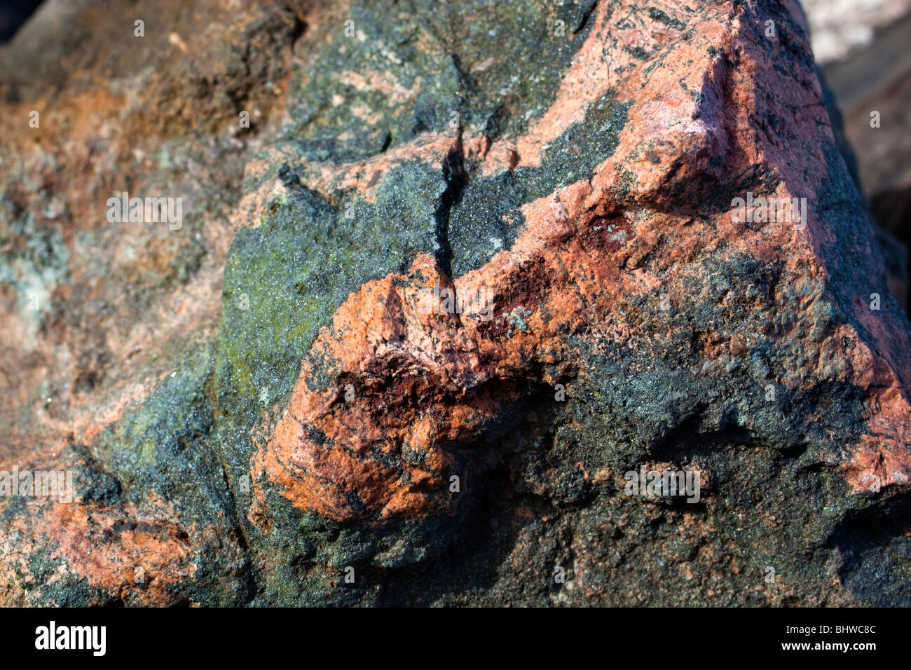 Le feldspath et de greenstone ; rock de West Cornwall Banque D'Images