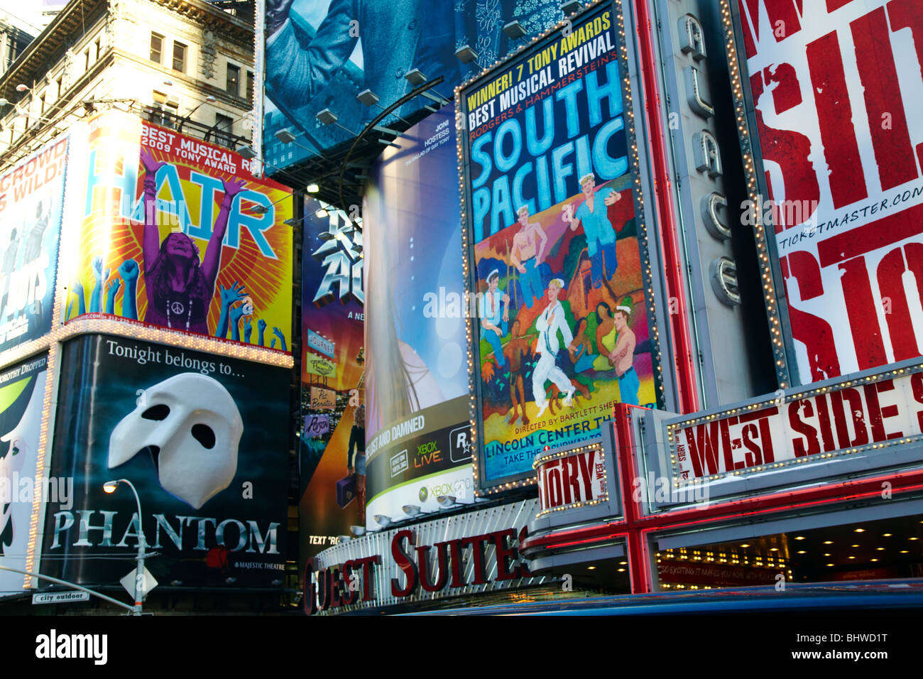 Affiches de théâtre, Time Square, New York Banque D'Images