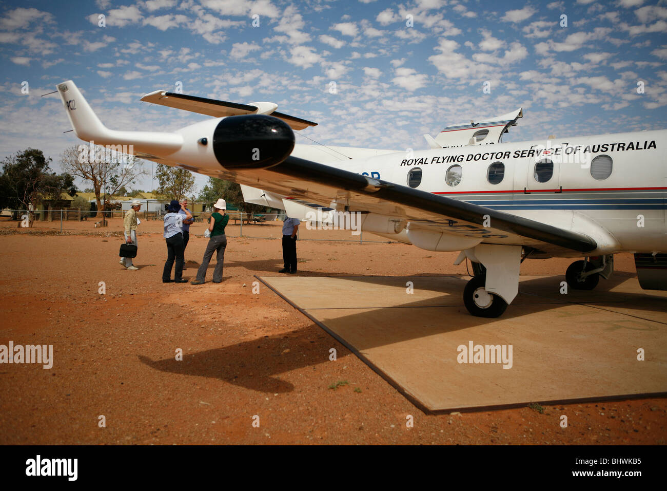 The Flying Doctors visiting William Creek dans l'Outback de l'Australie. Banque D'Images