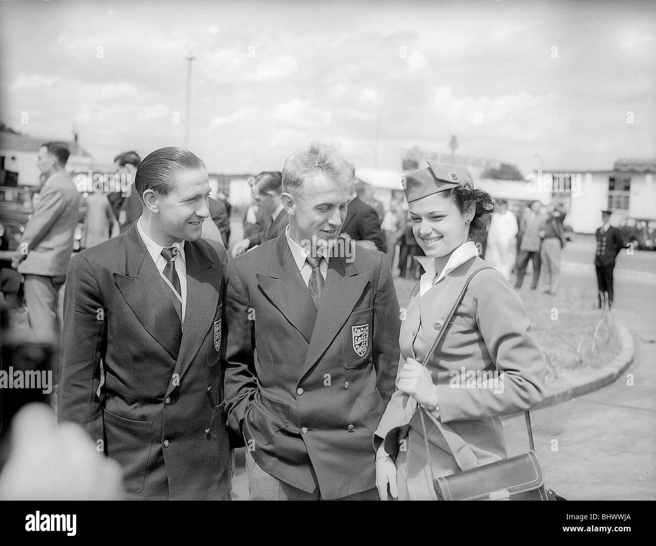 Coupe du Monde 1950 Angleterre squad juste avant de partir pour le Brésil Stan Mortensen extrême gauche Juin 1950 Banque D'Images