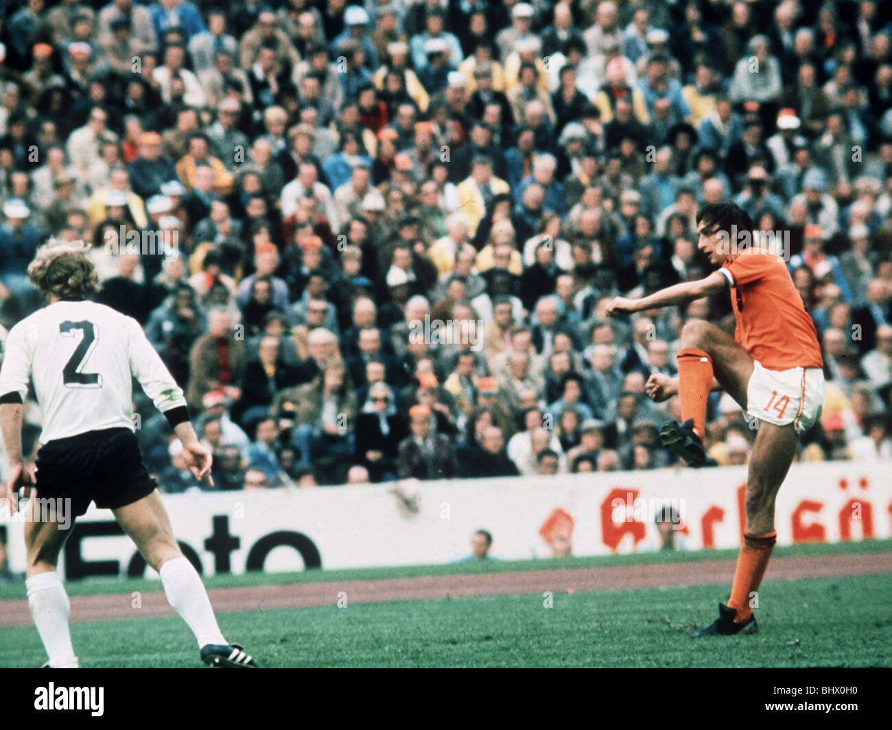 Johan Cruyff Holland 1974 finale de la Coupe du Monde de football en Allemagne de l'Ouest V Banque D'Images