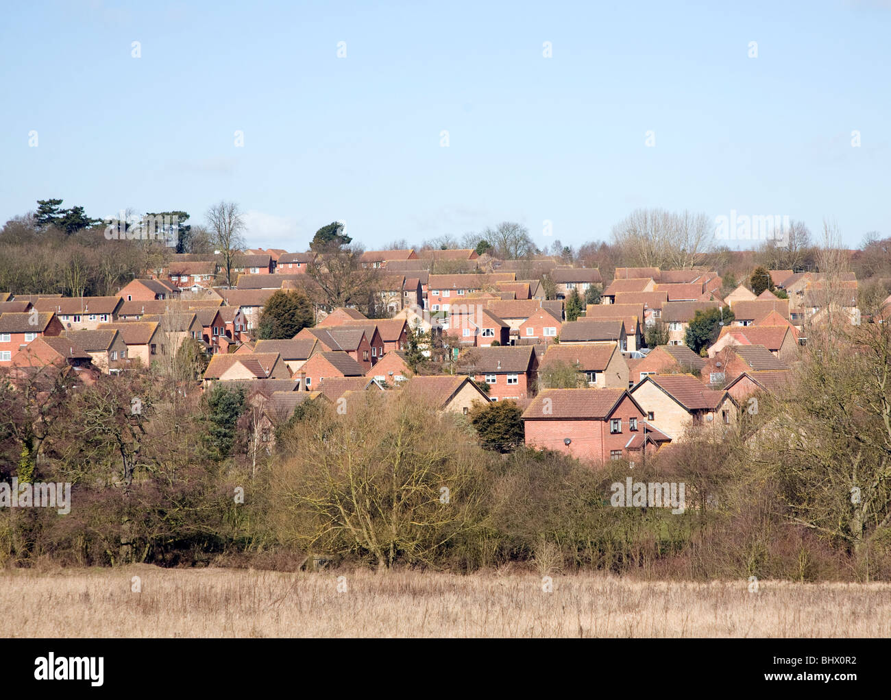 De nouveaux logements modernes sur la banlieue urbaine rurale Ipswich Suffolk Angleterre Banque D'Images