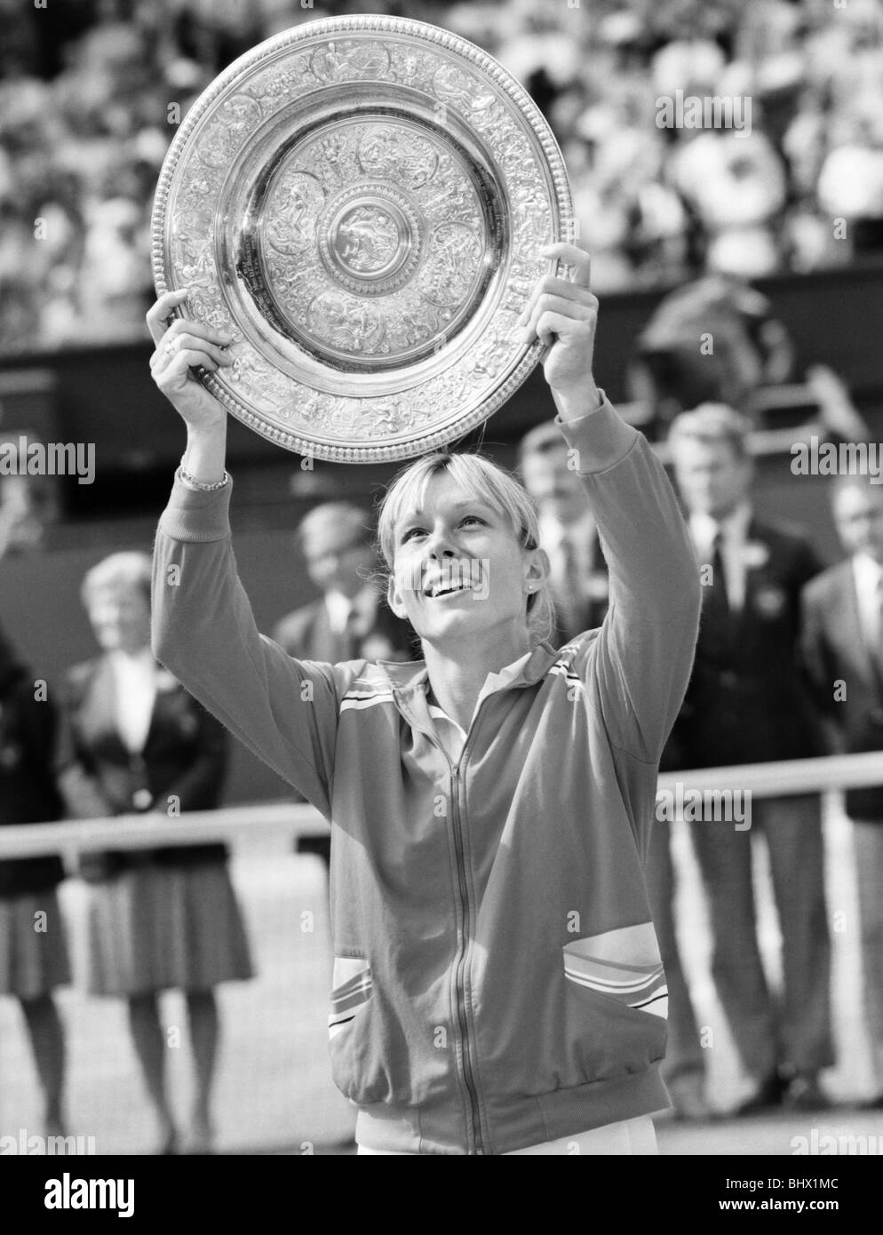 Tournoi de tennis de Wimbledon 1982 : 12e jour : Womenês : Final Navratilova vs. Lloyd. Juillet 1982 82-3516-022 Banque D'Images