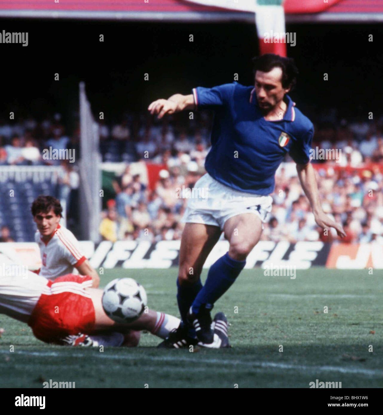 Pologne 0 Italie 2 troisième place de la Coupe du Monde 1982 jouer off Banque D'Images