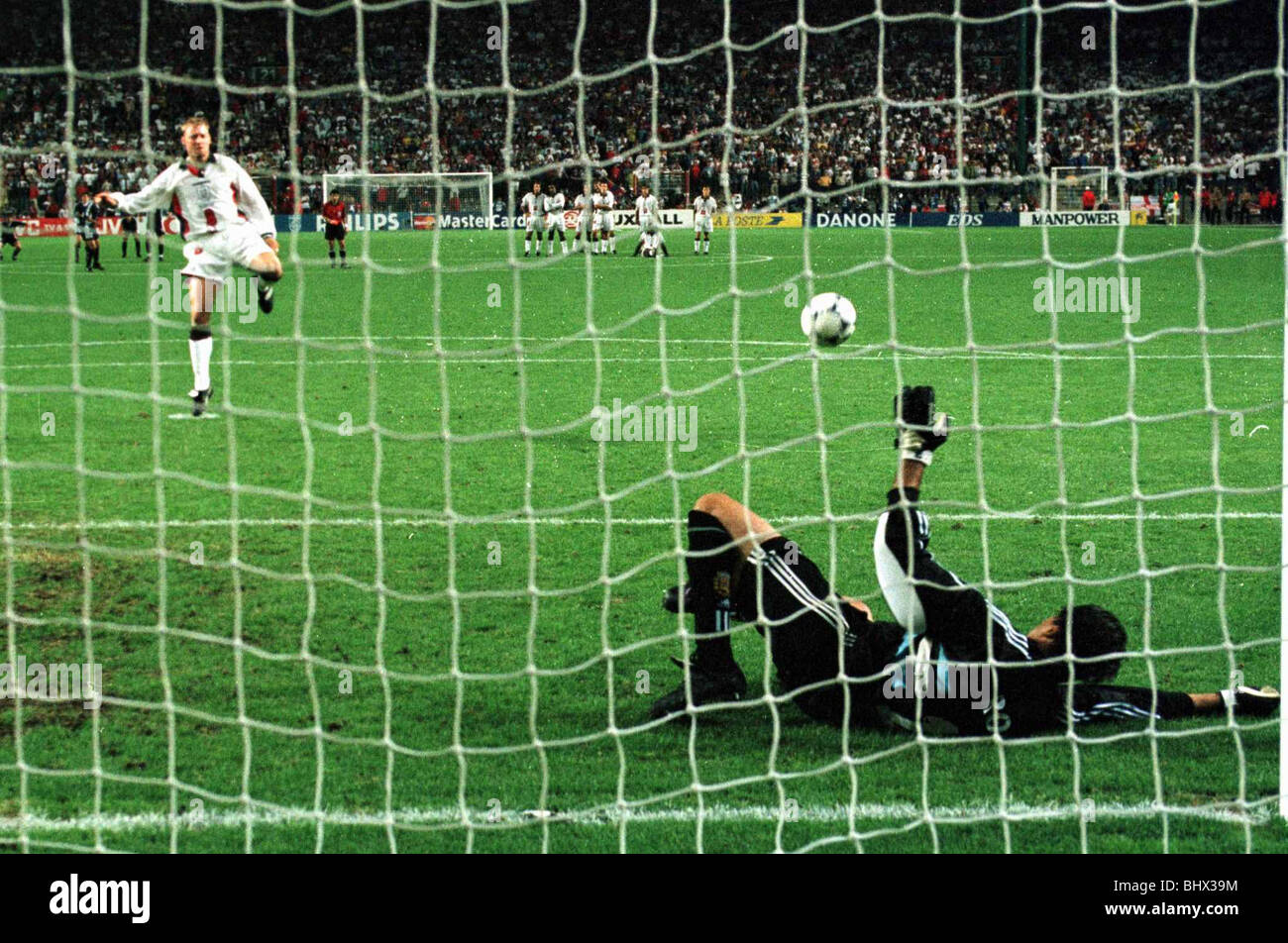 David Batty misses de mort pour l'Angleterre contre l'Argentine que l'Angleterre est sortie de la Coupe du Monde de France Juin 1998 en penalty shoot out Banque D'Images