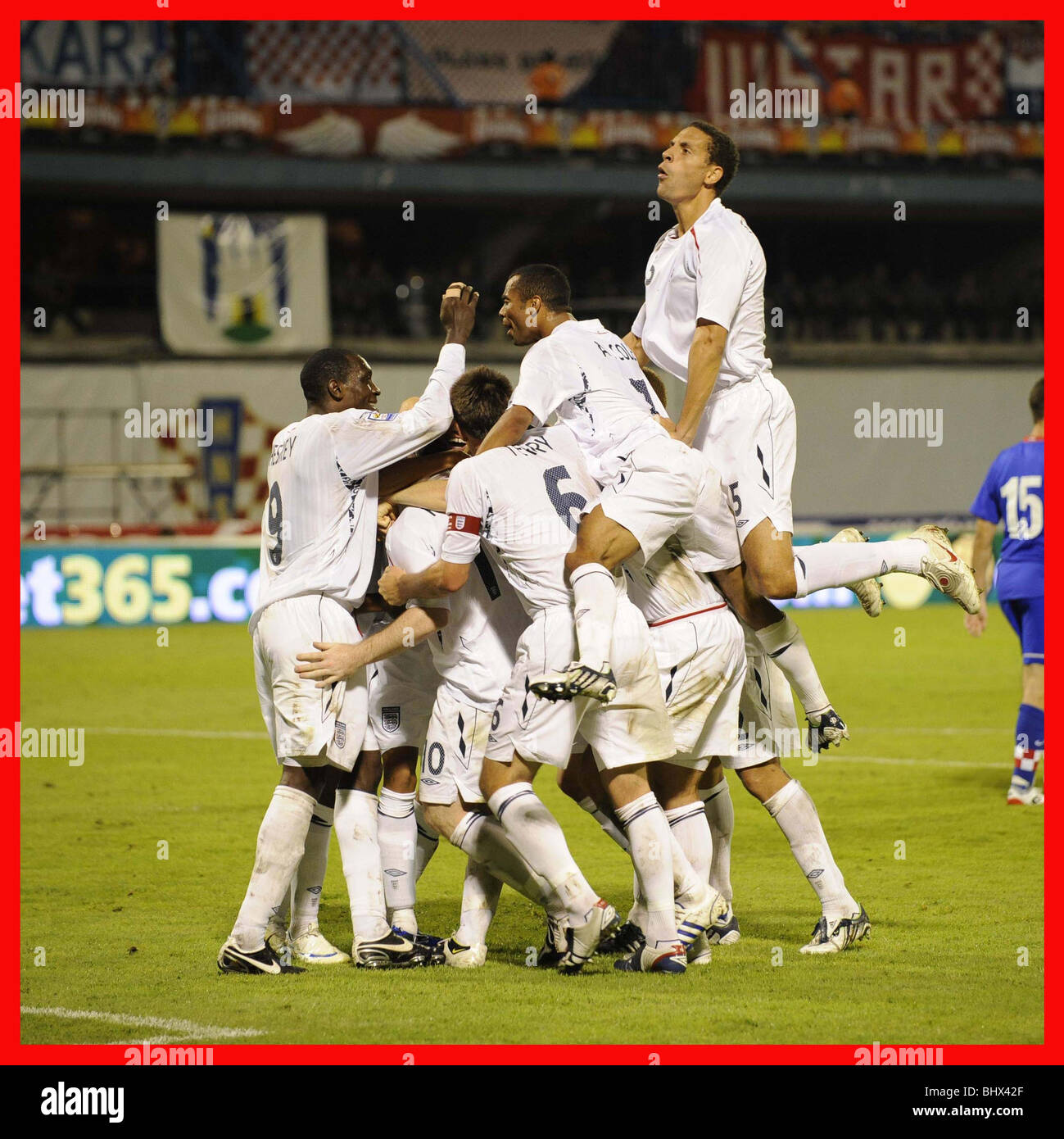 10.9.08. BRADLEY PIC ORMESHER. Croatie V ANGLETERRE. ZAGREB. La WALCOTT célèbre sa 3ème. Banque D'Images