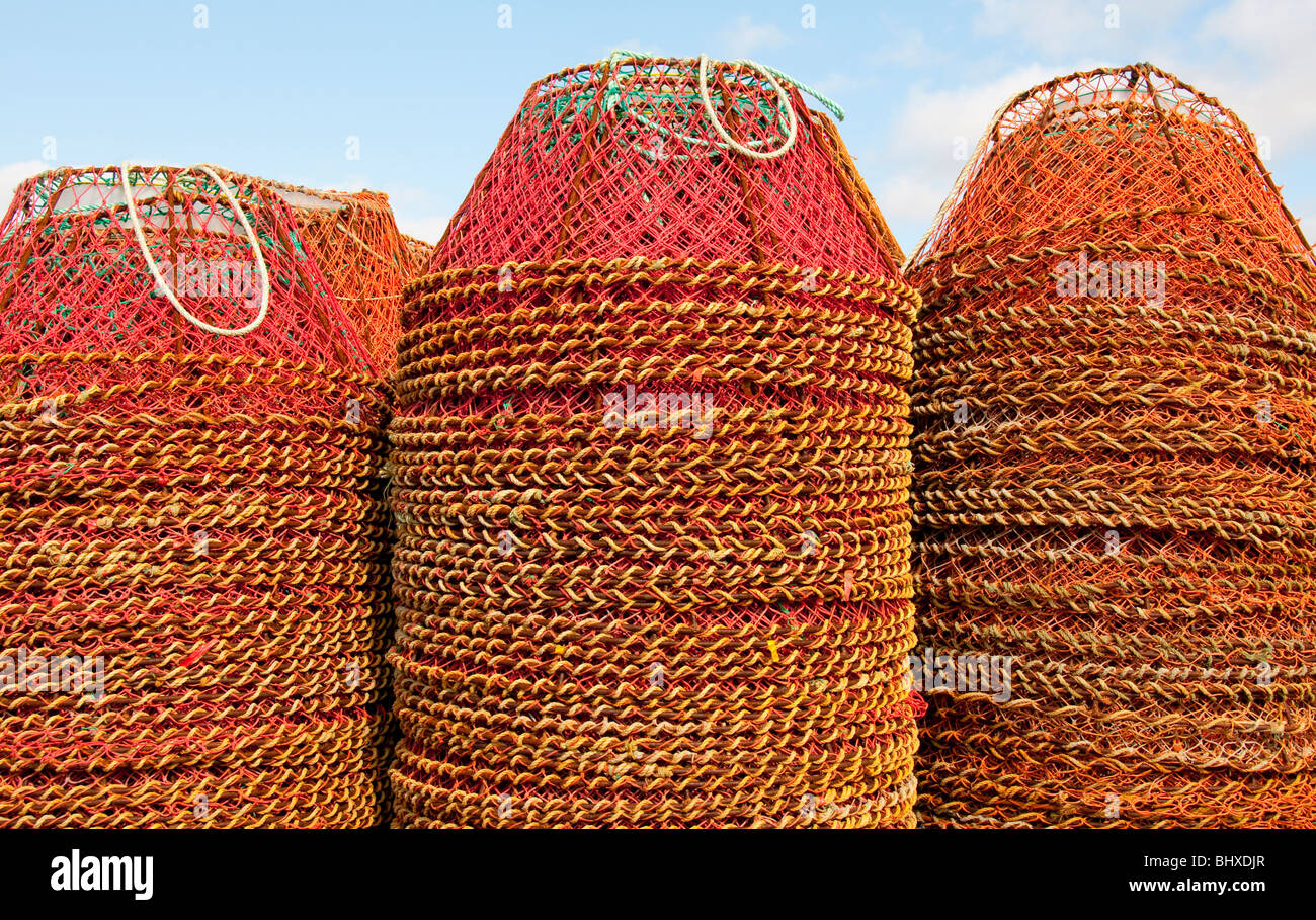 Terre-neuve, la pêche commerciale des pots de crevettes. Le port de Saint Antoine. Village de Saint Anthony Banque D'Images