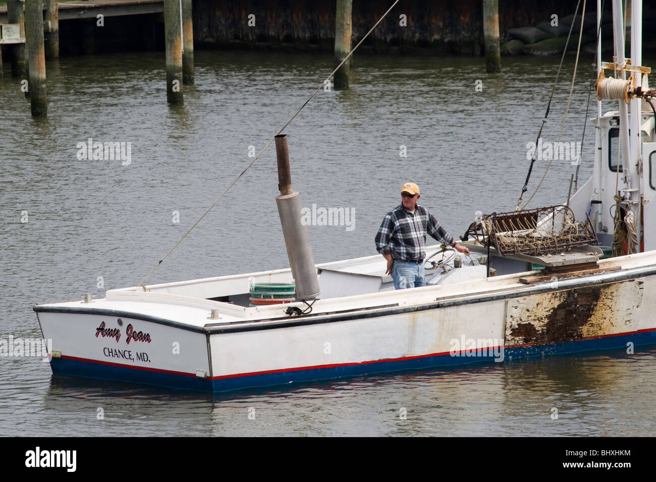 Bateau de la baie de Chesapeake à Cambridge Creek Banque D'Images