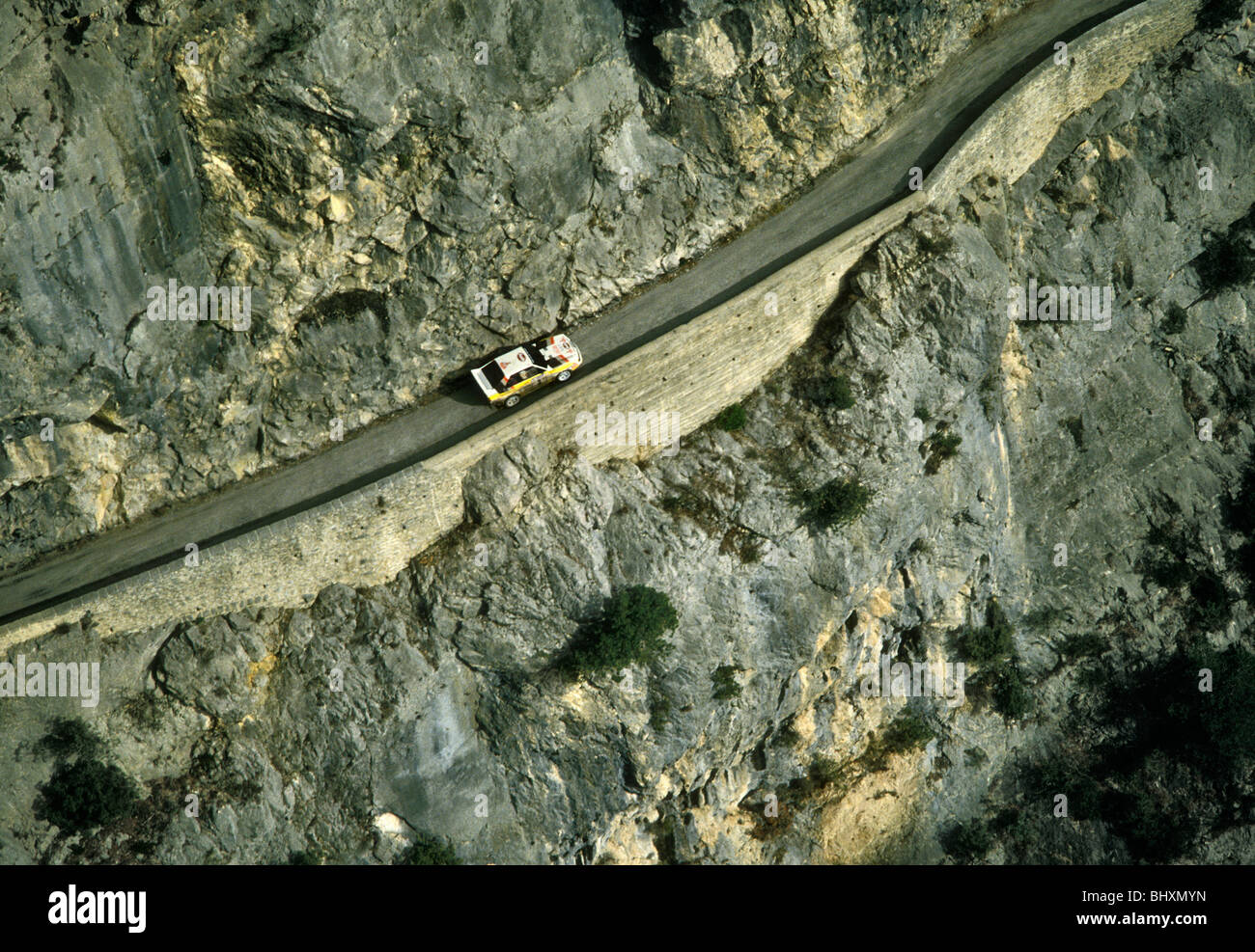 Audi Quattro S1 sur 1985 conduit par Grand-am. L'étape 1985 Rallye Monte Carlo. La France. Banque D'Images