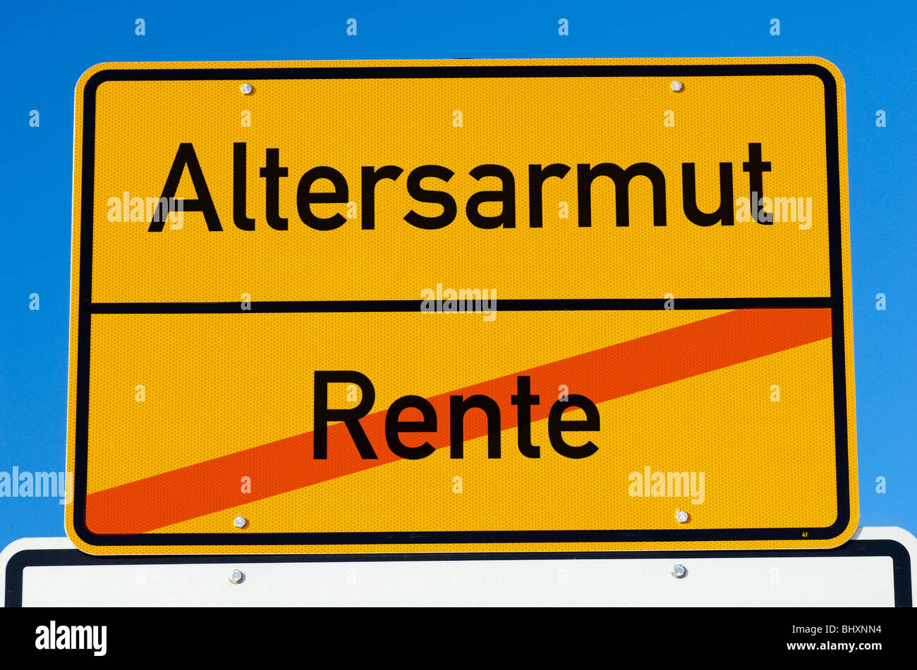 Inscrivez-vous pour la retraite et la pauvreté des personnes âgées Banque D'Images