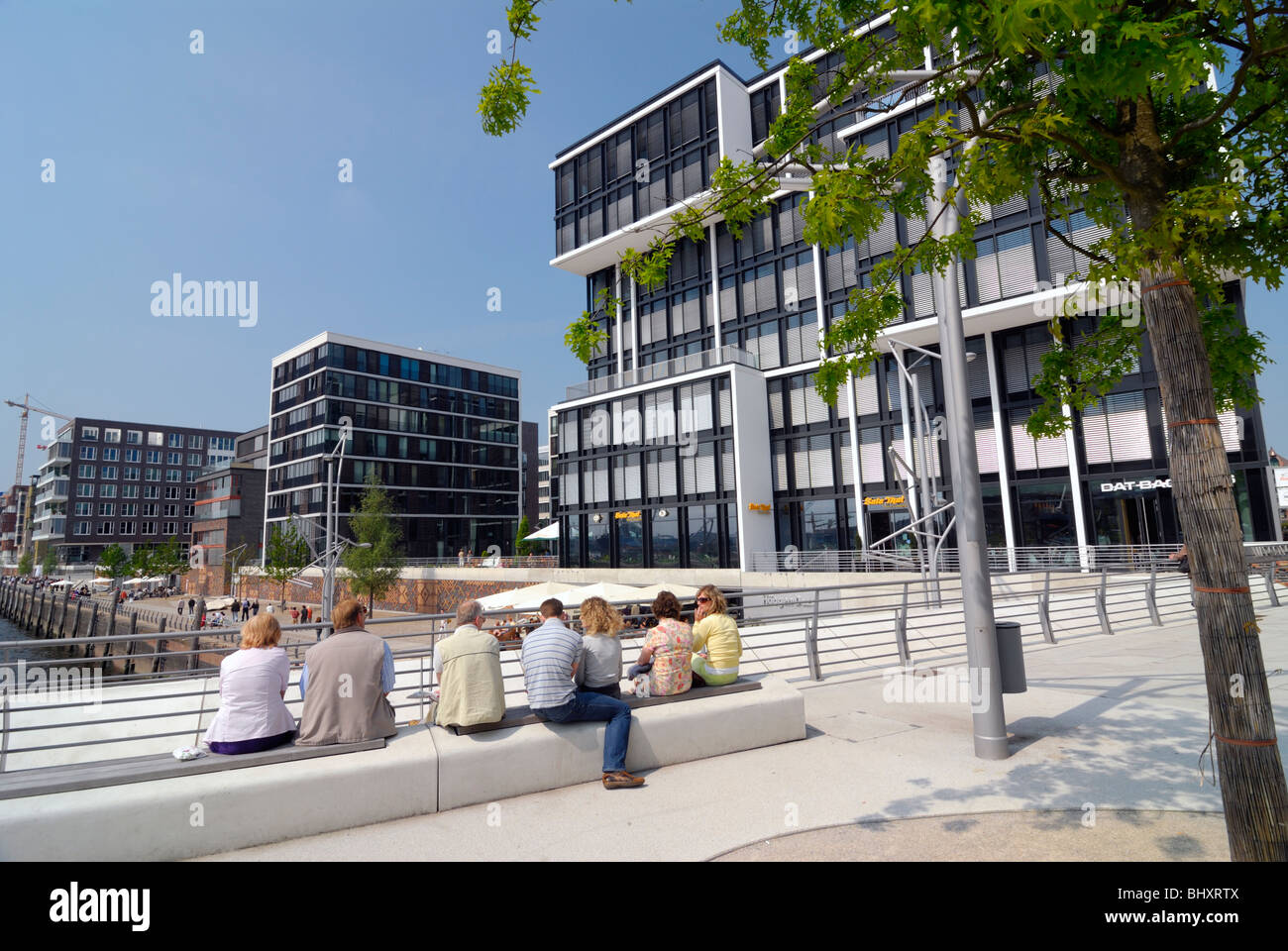 Les terrasses de Marco Polo dans la ville portuaire de Hambourg, Allemagne Banque D'Images