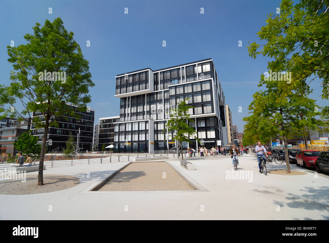 Les terrasses de Marco Polo dans la ville portuaire de Hambourg, Allemagne Banque D'Images