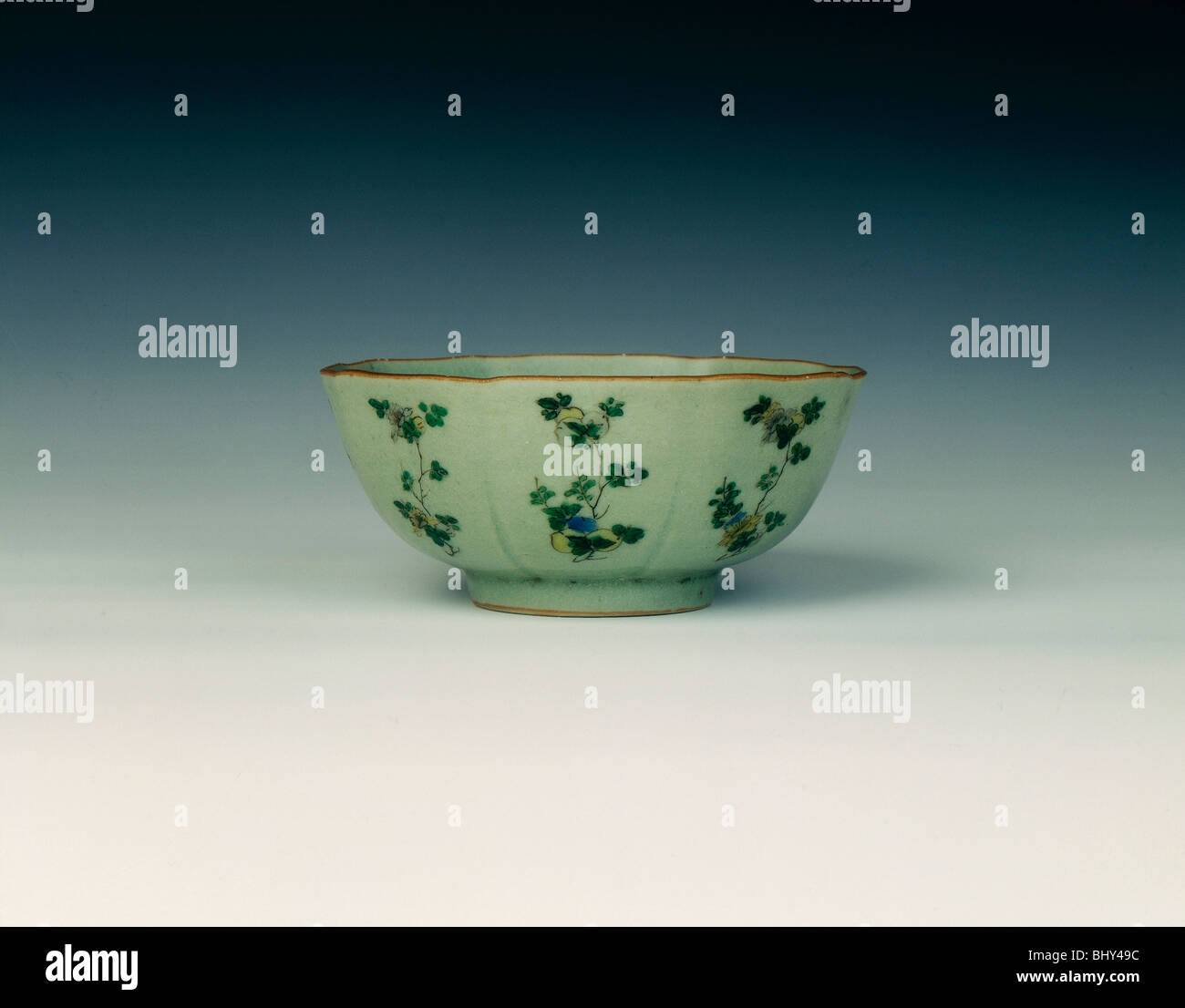 Bol avec famille verte sprays floral, dynastie des Qing, Chine, c1700. Artiste : Inconnu Banque D'Images