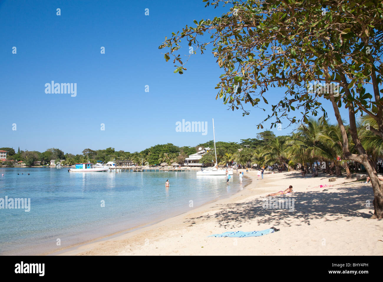 Half Moon Bay, Roatan, Bay Islands, Honduras Banque D'Images