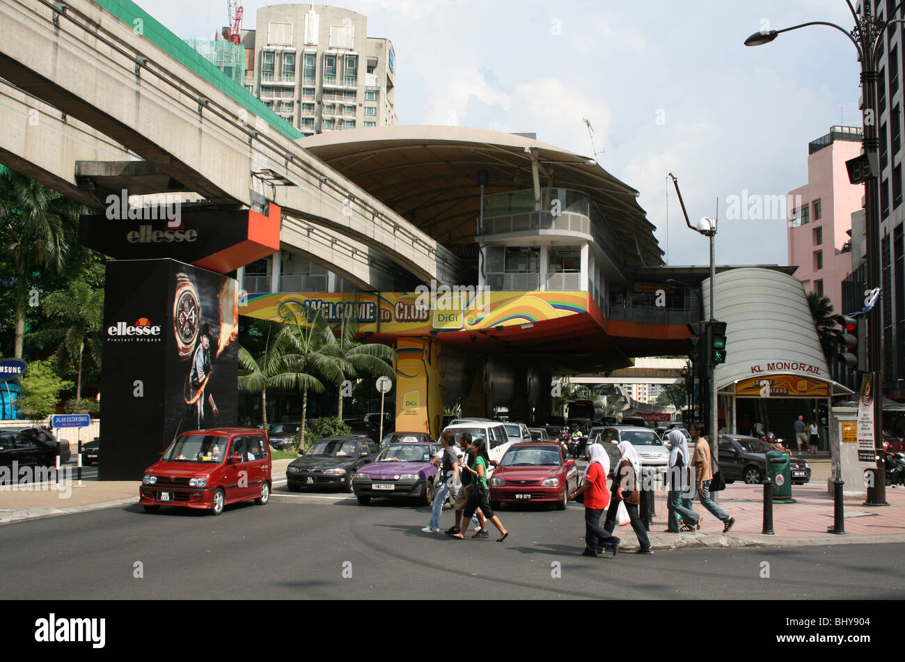 La station de monorail Bukit Bintang KL Kuala Lumpur Malaisie Avril 2008 Banque D'Images