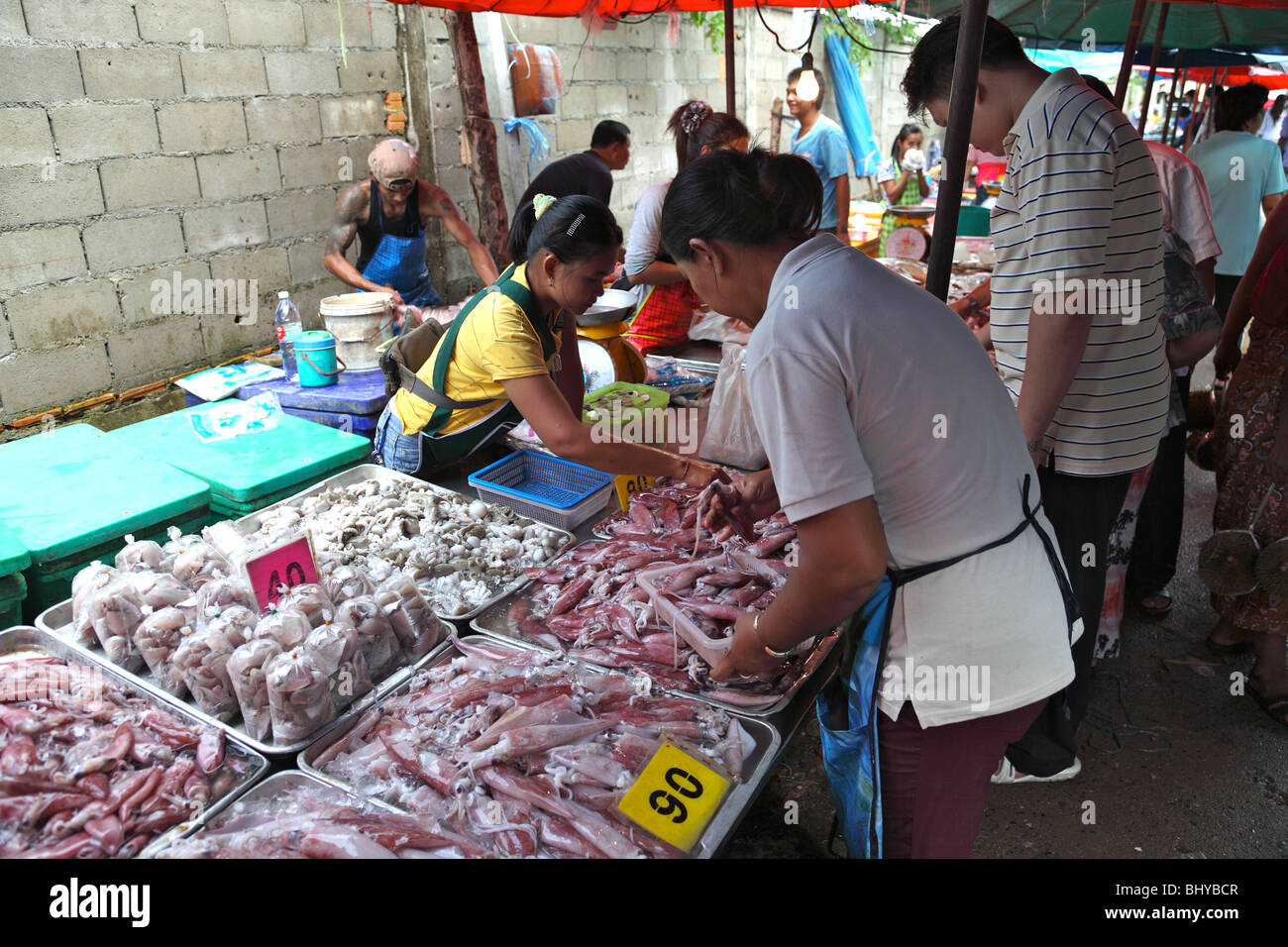 Marché de produits frais thaïlandais Banque D'Images