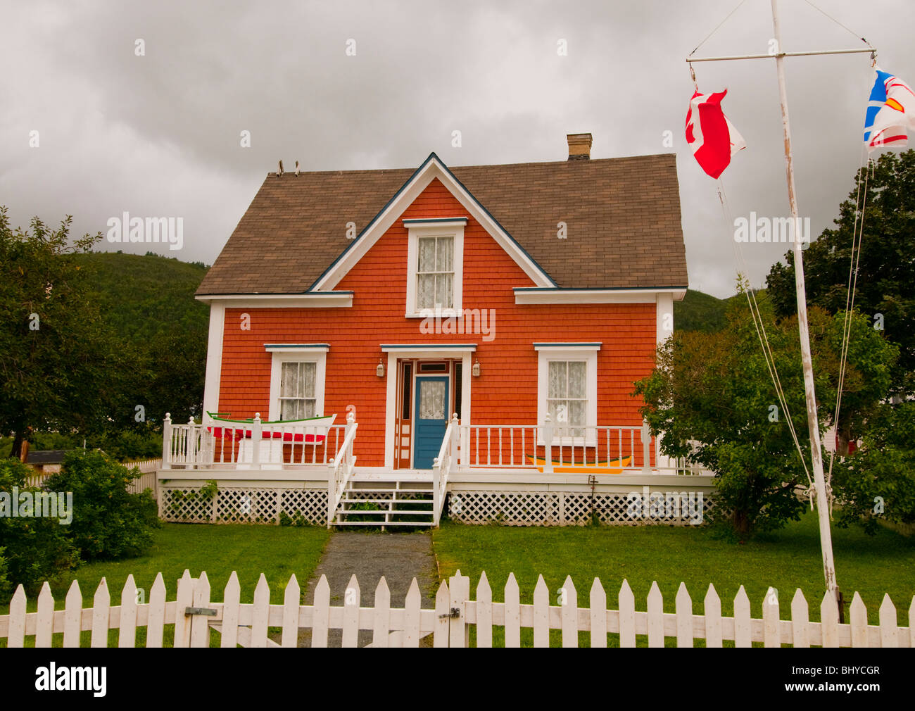 Terre-neuve, village de pêcheurs de WOODY POINT, MUSÉE HISTORIQUE coloré, Gros Morne National Park Banque D'Images