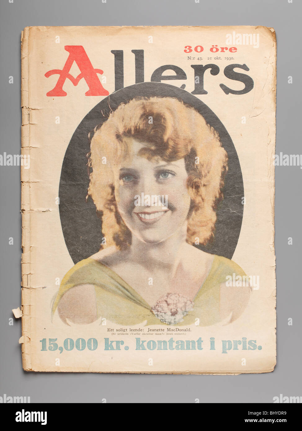 Le magazine suédois Allers à partir de 1930 avec l'actrice Jeanette MacDonald sur le couvercle. Banque D'Images