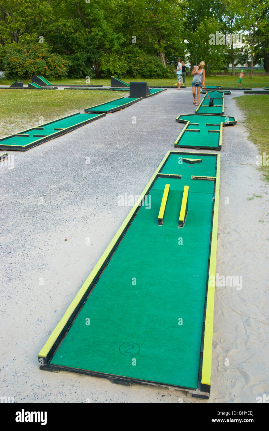 Mini-golf à la plage de Pärnu, Estonie Europe Banque D'Images