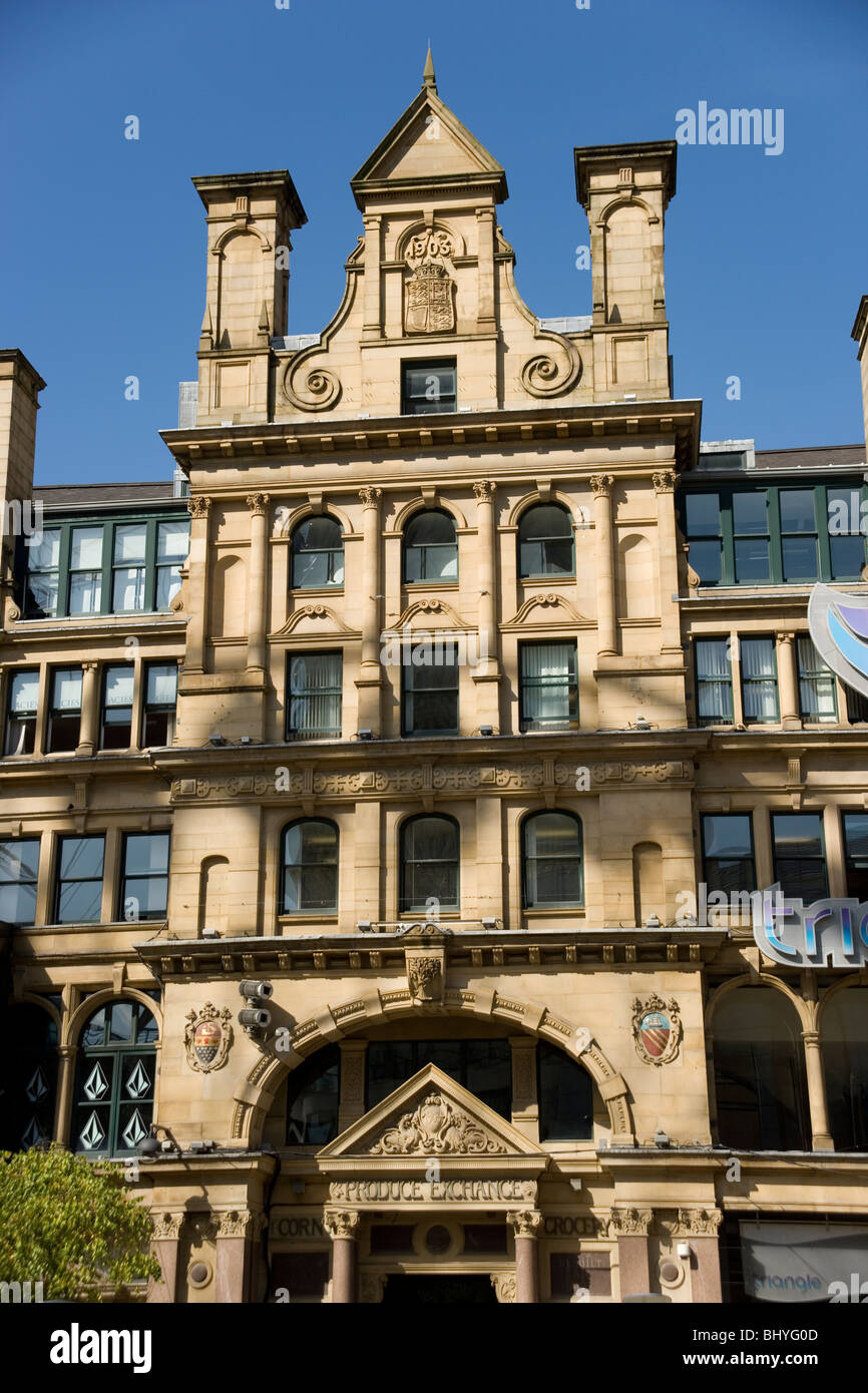 Le maïs et produire Exchange Building dans Exchange Square Manchester Banque D'Images