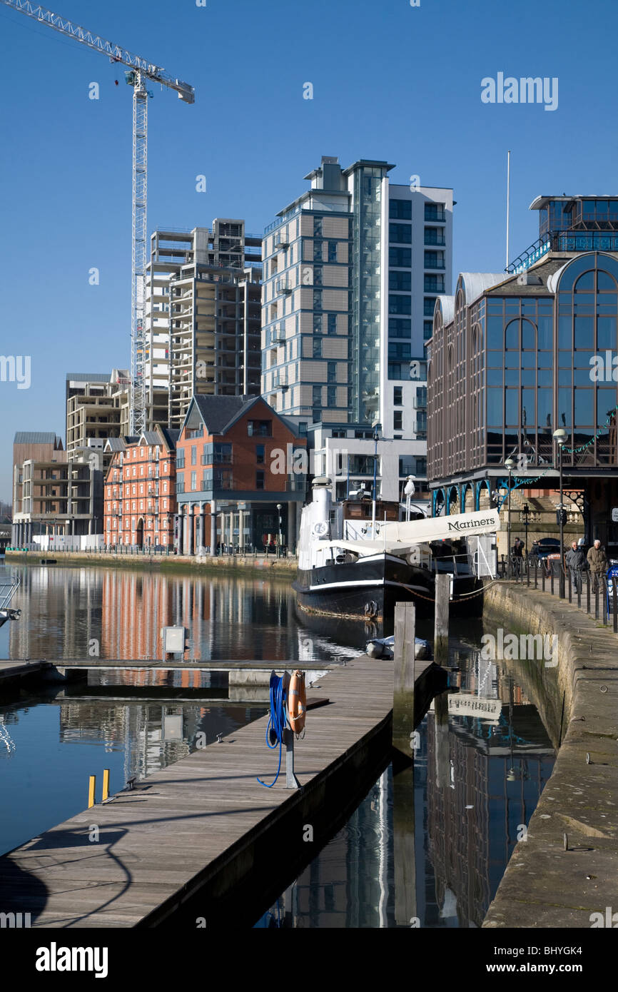 Waterfront Development marina Ipswich Suffolk Angleterre dock humide Banque D'Images