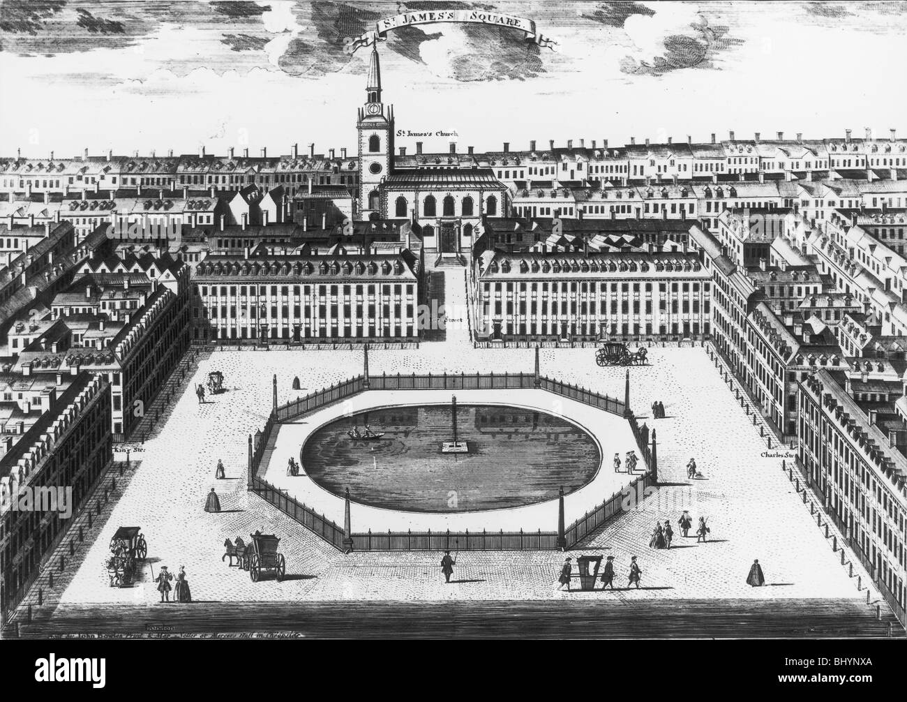 St James's Square, London, c1725. Artiste : Sutton Nicholls Banque D'Images