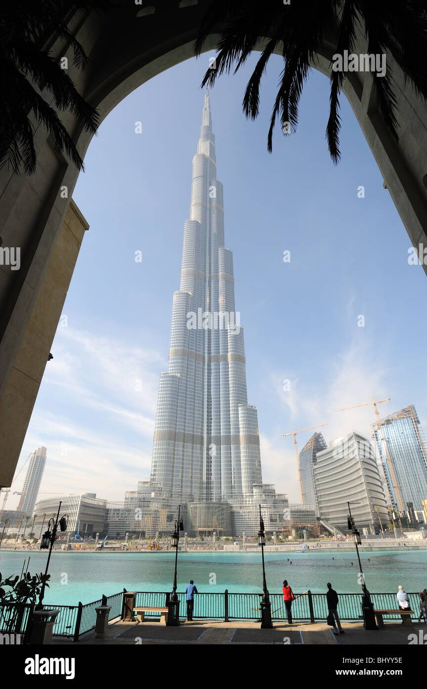 Plus haut gratte-ciel du monde, le Burj Khalifa, Dubai Emirats Arabes Unis Banque D'Images
