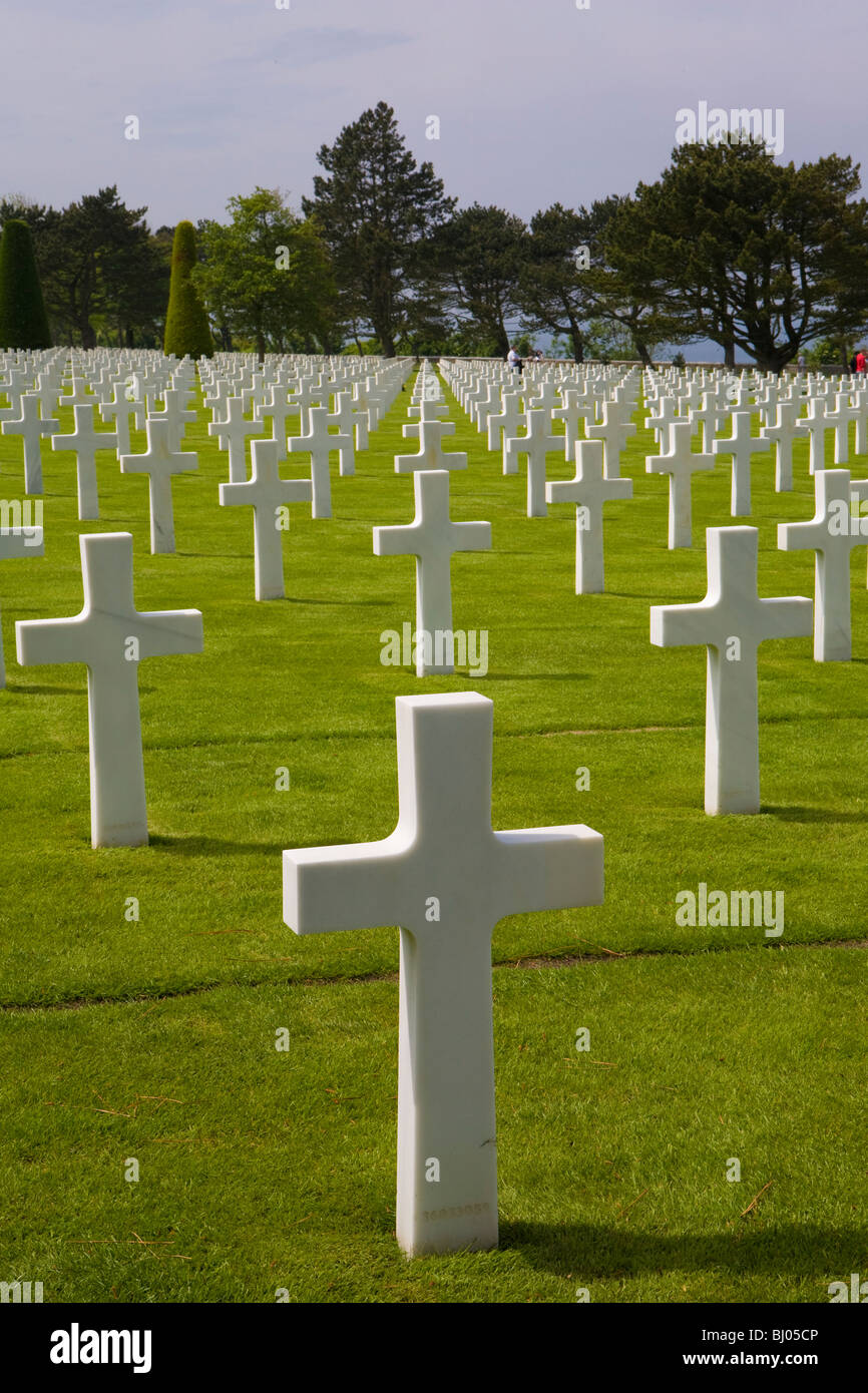 Les cimetières militaires dans le Cimetière Américain, Normandie, France. Banque D'Images
