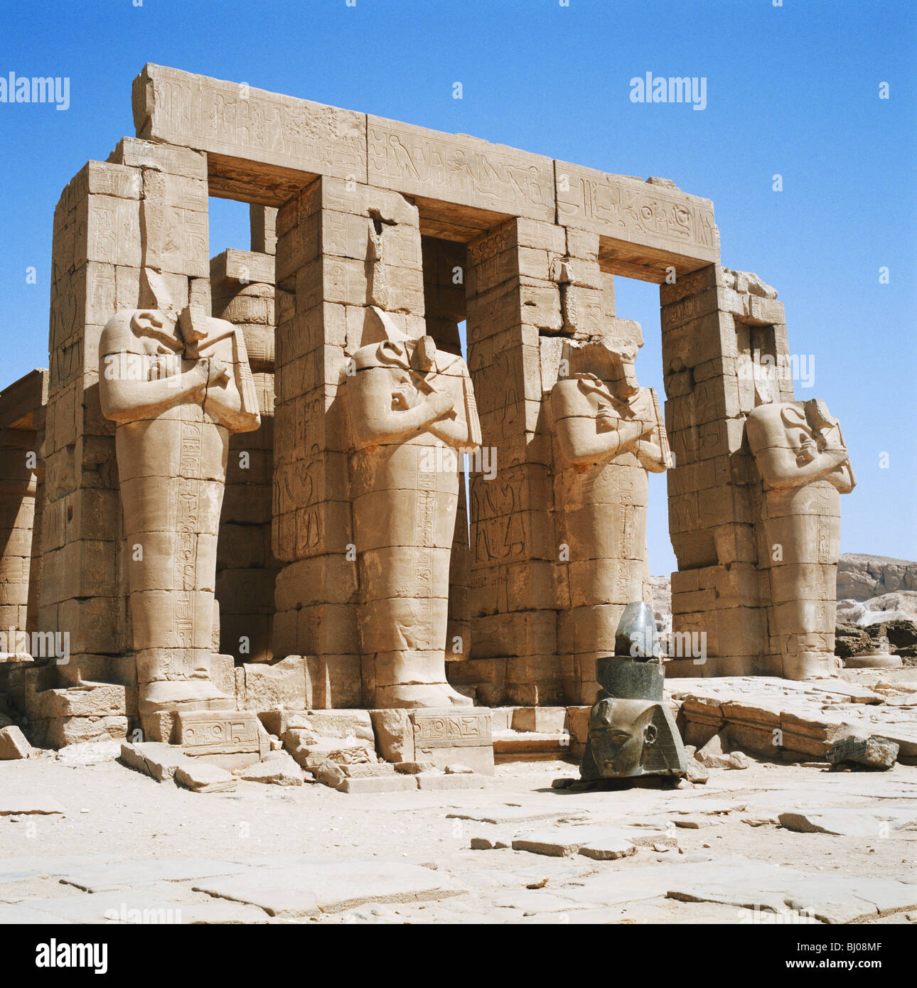 Funery le Ramesseum, Temple de Ramsès II, Luxor, ancienne Thèbes, à l'ouest du Nil, vallée du Nil, de la Haute Égypte Banque D'Images