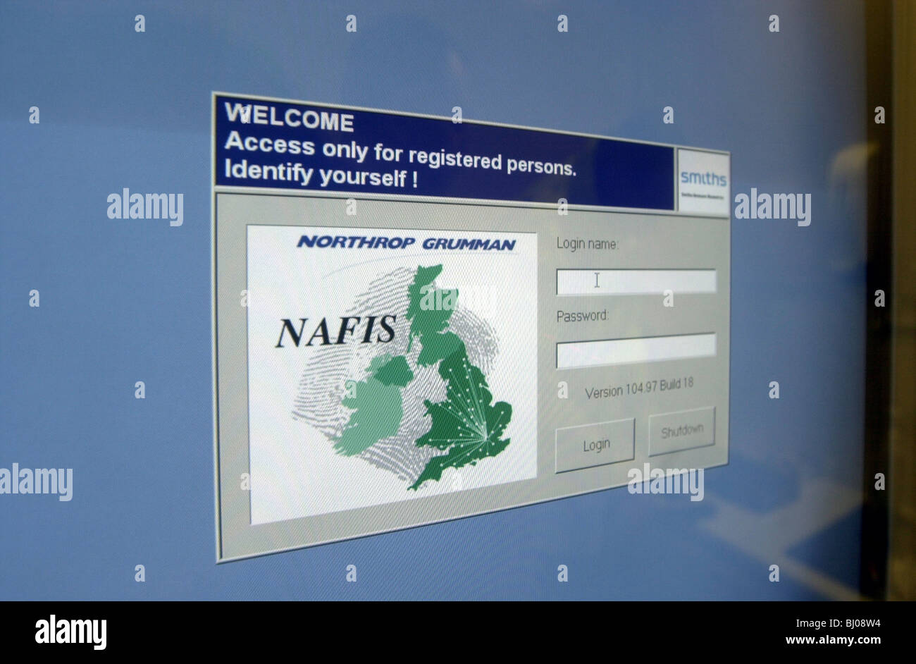 NAFIS fingerprint ordinateur UK Banque D'Images