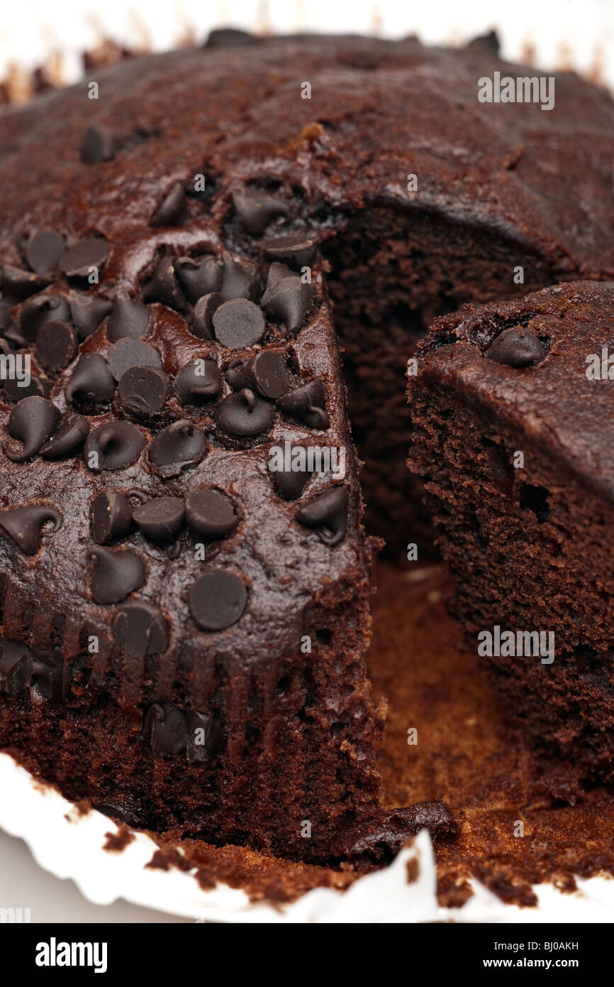 Libre de tranches de gâteau au chocolat choc chip Banque D'Images