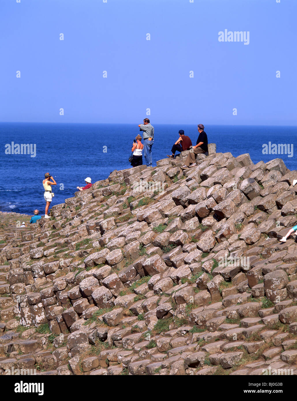 Le Giant's Causeway, comté d'Antrim, en Irlande du Nord, Royaume-Uni Banque D'Images