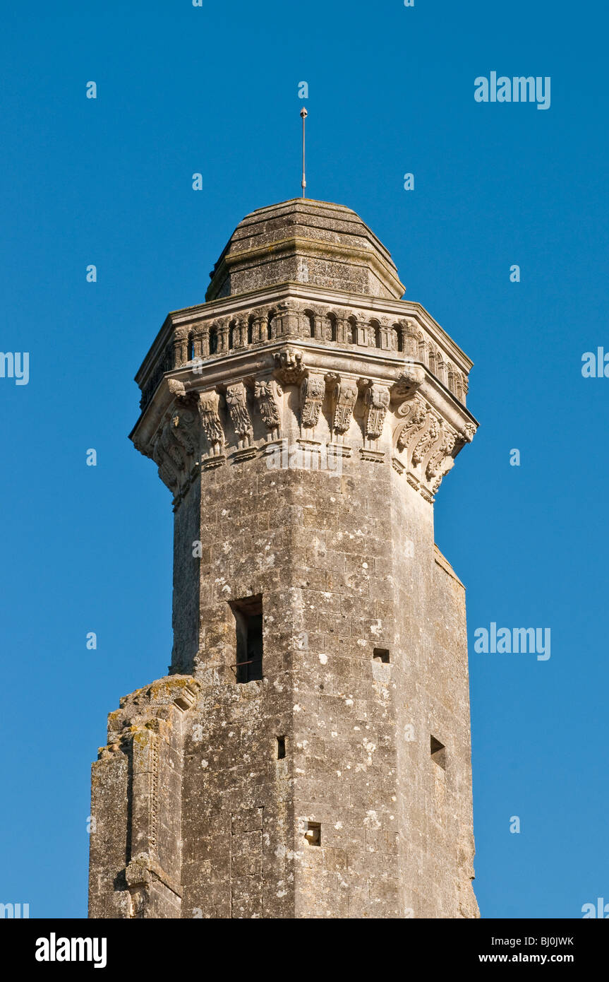 La tour château octogonal, le Grand-Pressigny, sud-Touraine, France. Banque D'Images