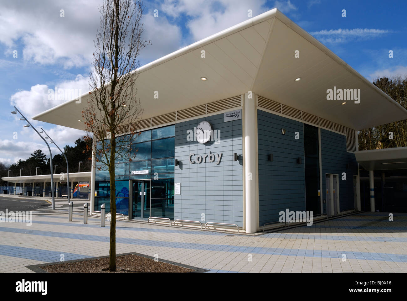 Bâtiment de la gare de Corby dans le Northamptonshire Banque D'Images