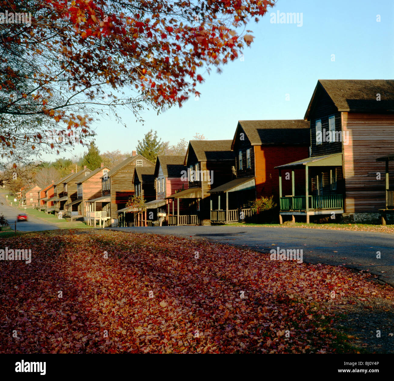 Rangée de maisons, ancienne compagnie Eckley Miner's Village, une destination touristique, commémore l'industrie houillère, Weatherly, New York Banque D'Images