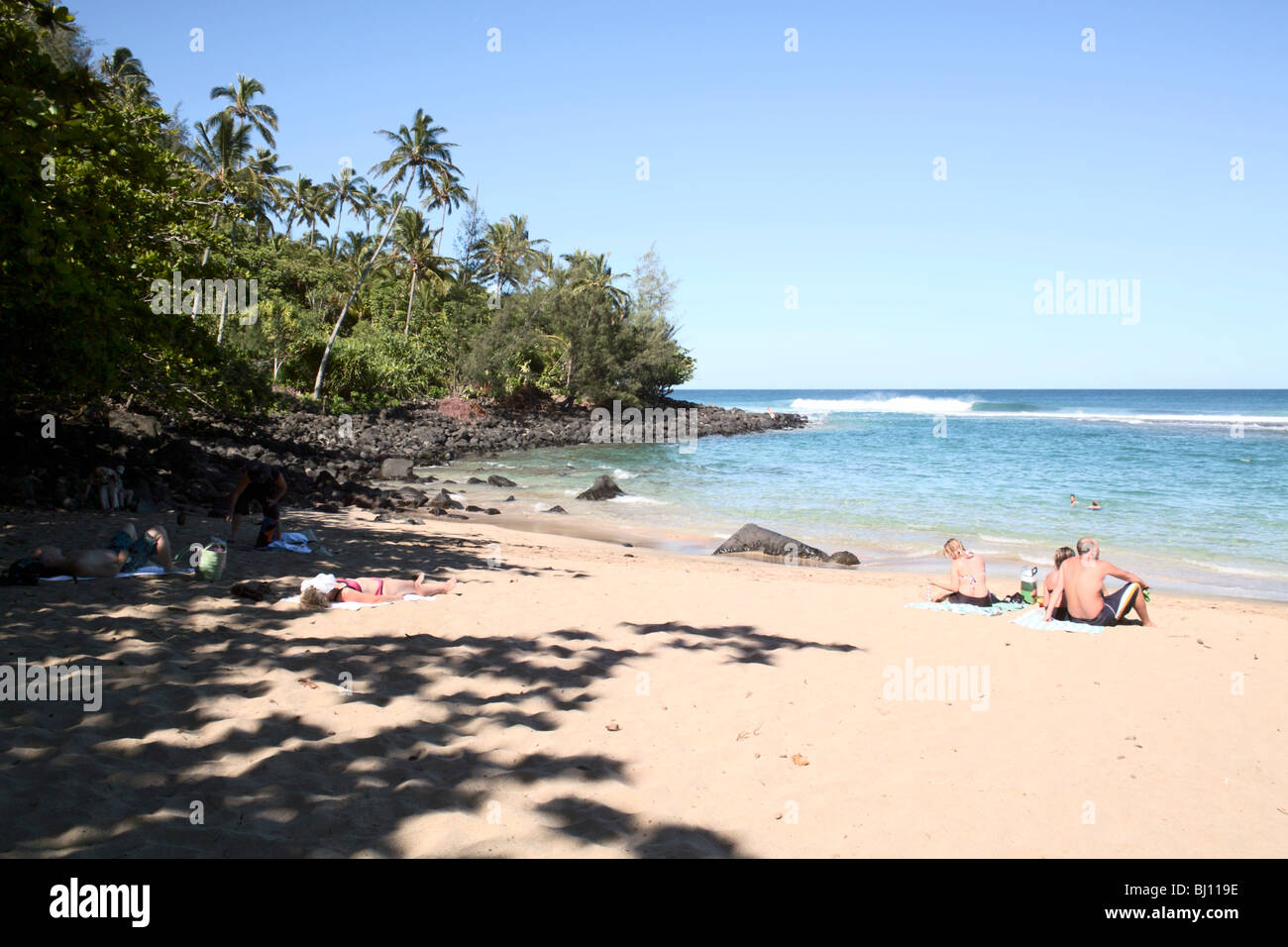 De soleil Ke'e Beach Kauai HI Banque D'Images
