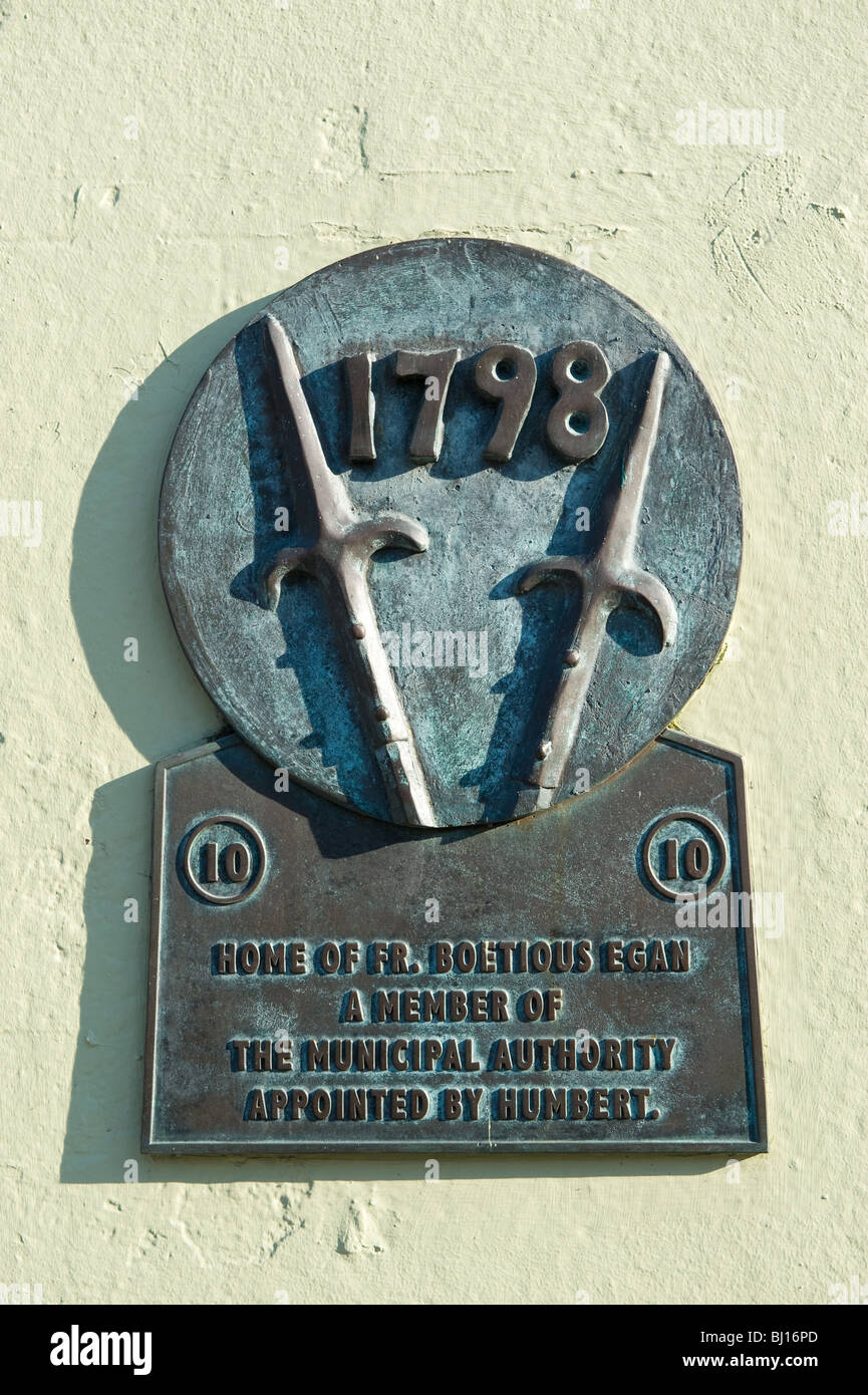 Une plaque marquant l accueil de fr. Boetius Egan, Castlebar, Comté de Mayo, Irlande Banque D'Images