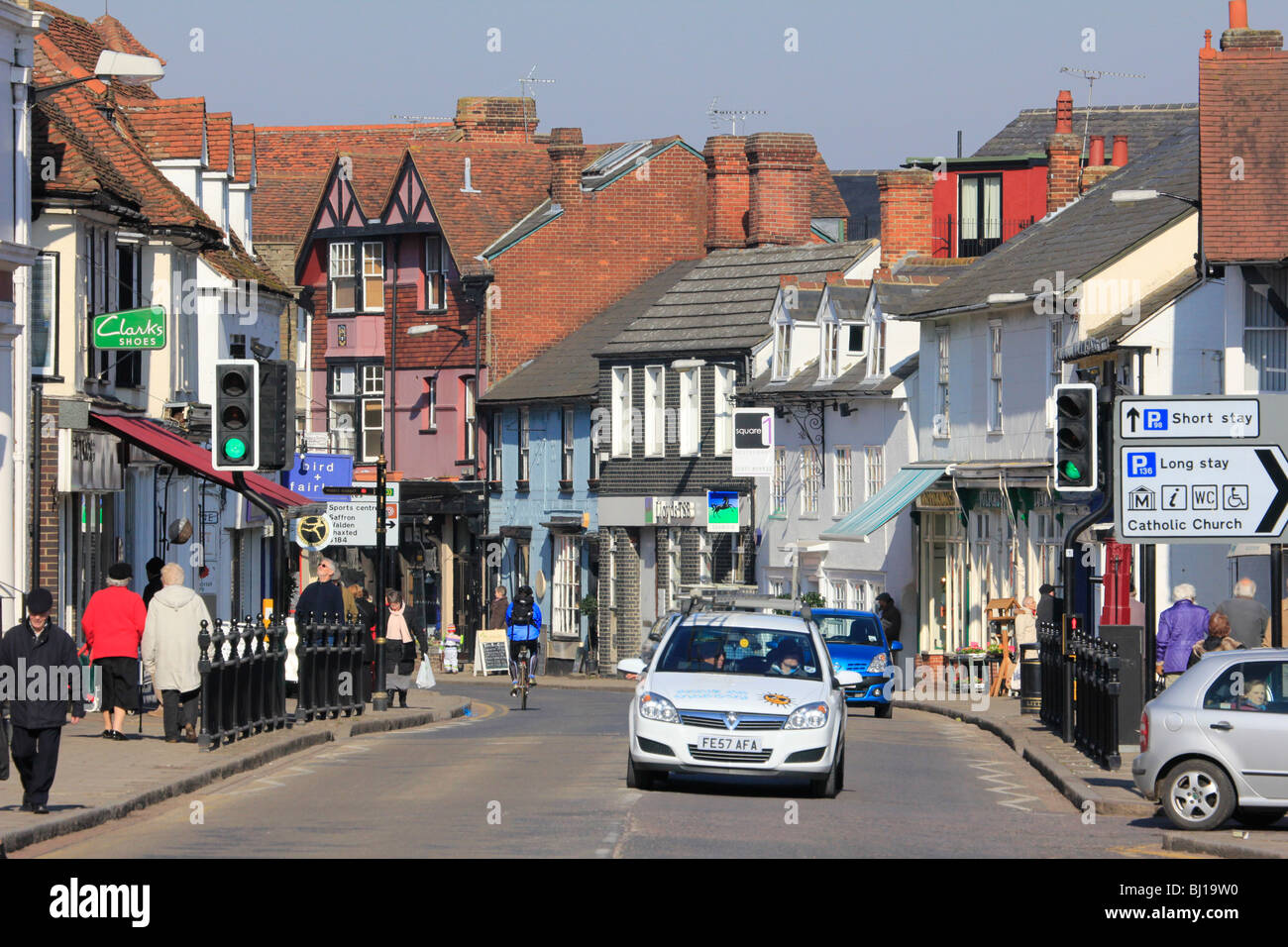 Le centre-ville de Great Dunmow, High Street, Essex, Angleterre Banque D'Images