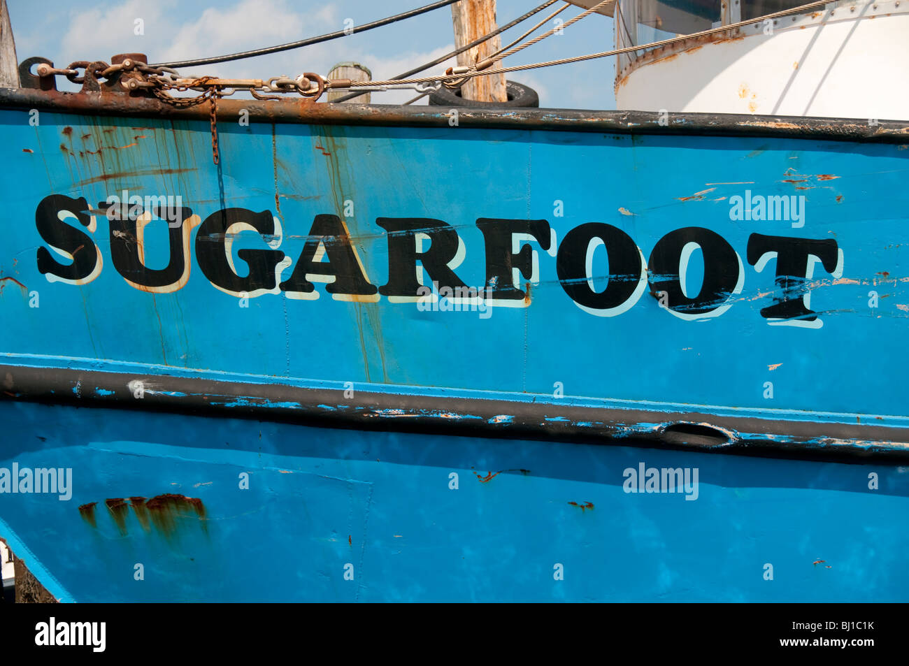 La ville de Portland, Maine, bateau de pêche commercial amarré au quai d'Hobson. Banque D'Images