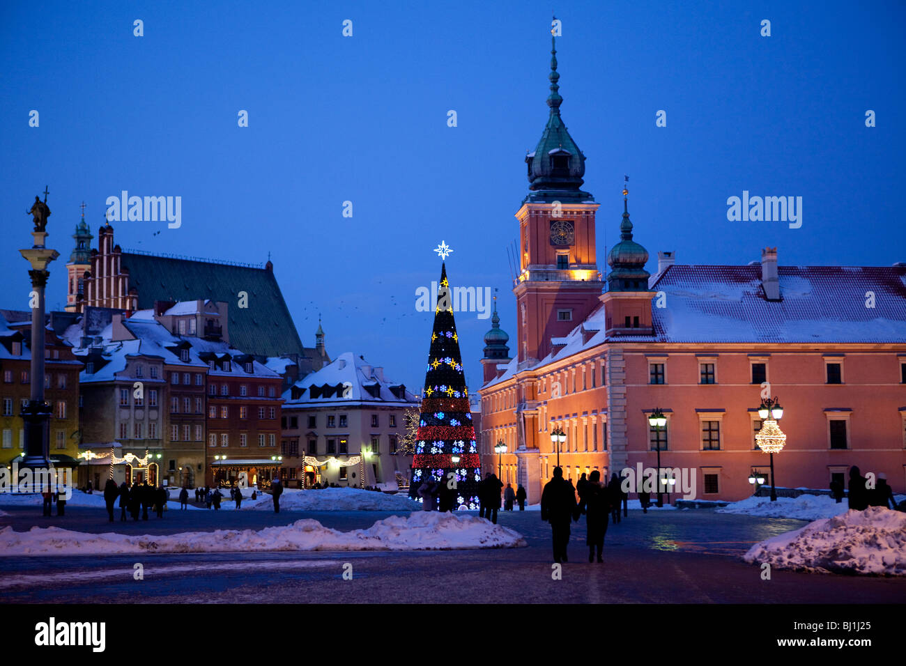 La Place du Château de Varsovie avant le Château Royal, Varsovie, Pologne, Union européenne (UE). Banque D'Images