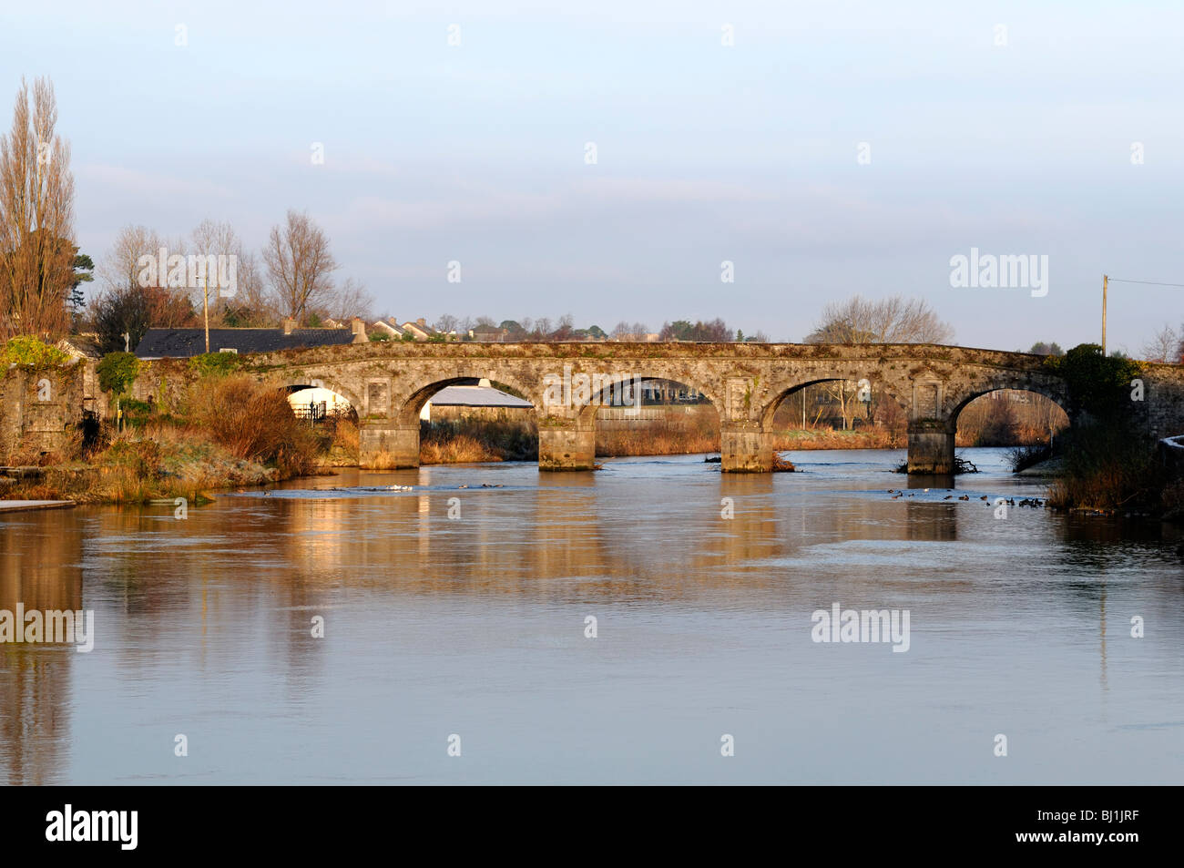 Les verts vert kilkenny bridge sur le modèle du pont romain à Rimini série de cinq arches elliptiques Banque D'Images