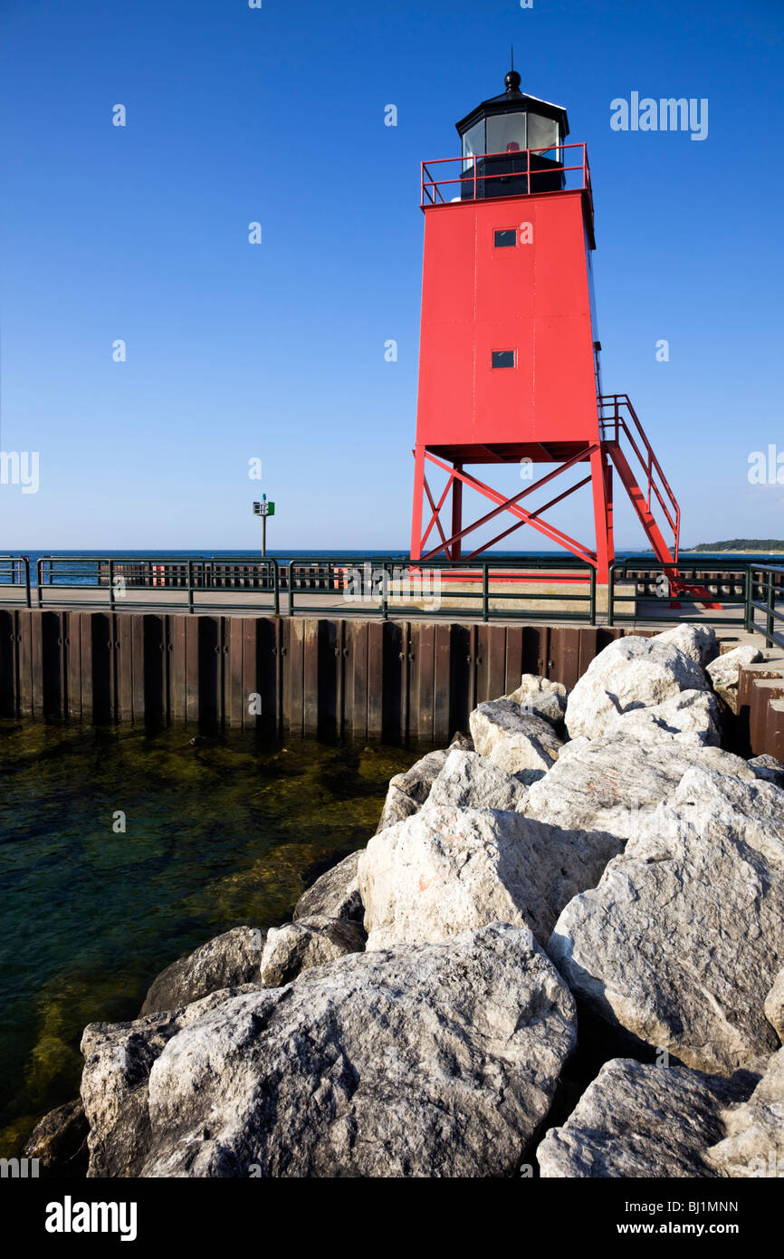 Charlevoix South Pier, Michigan, USA. Banque D'Images