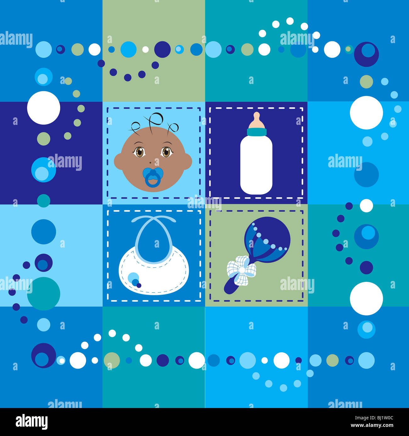 Vector Illustration De Couette Bebe Garcon 2 Patchwork Ou Couture L Arriere Plan Photo Stock Alamy